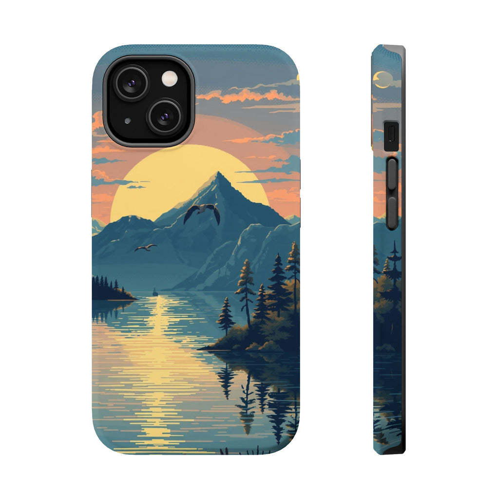 iPhone Lake at Twilight Pixel Art -Bit Slim Everyday Designer Case · iPhone Case