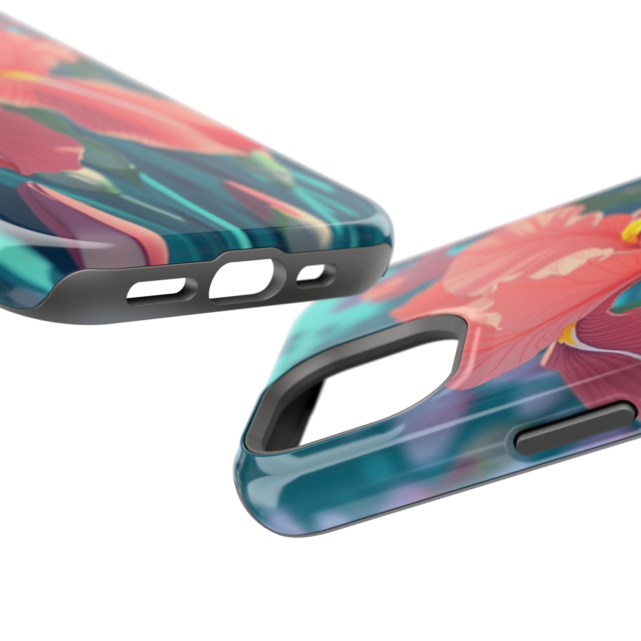 iPhone Teal And Coral Iris Garden Bold Modern Everyday Snap Case · iPhone Case