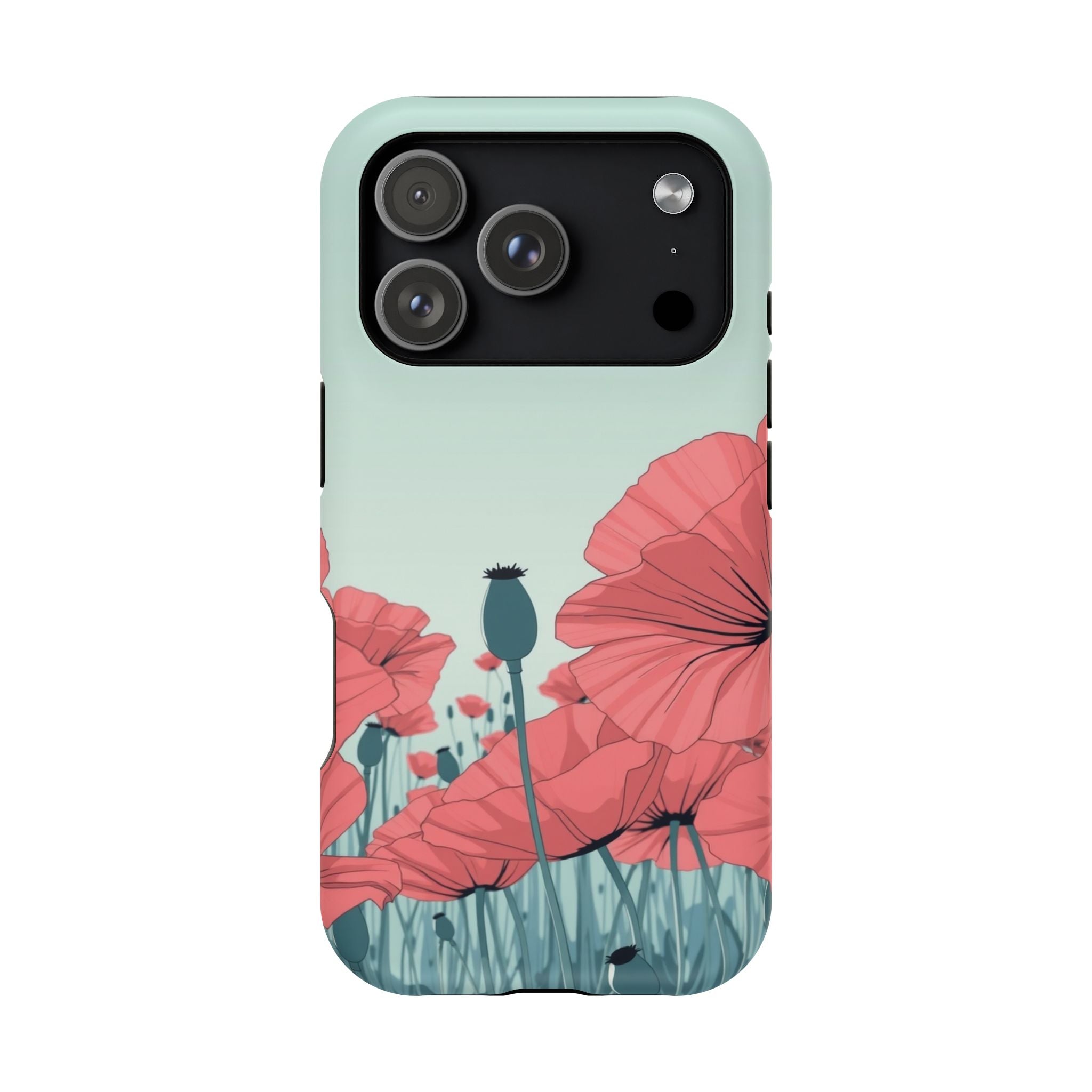 iPhone Mint And Blush Poppy Field Bold Modern Everyday Snap Case · iPhone Case