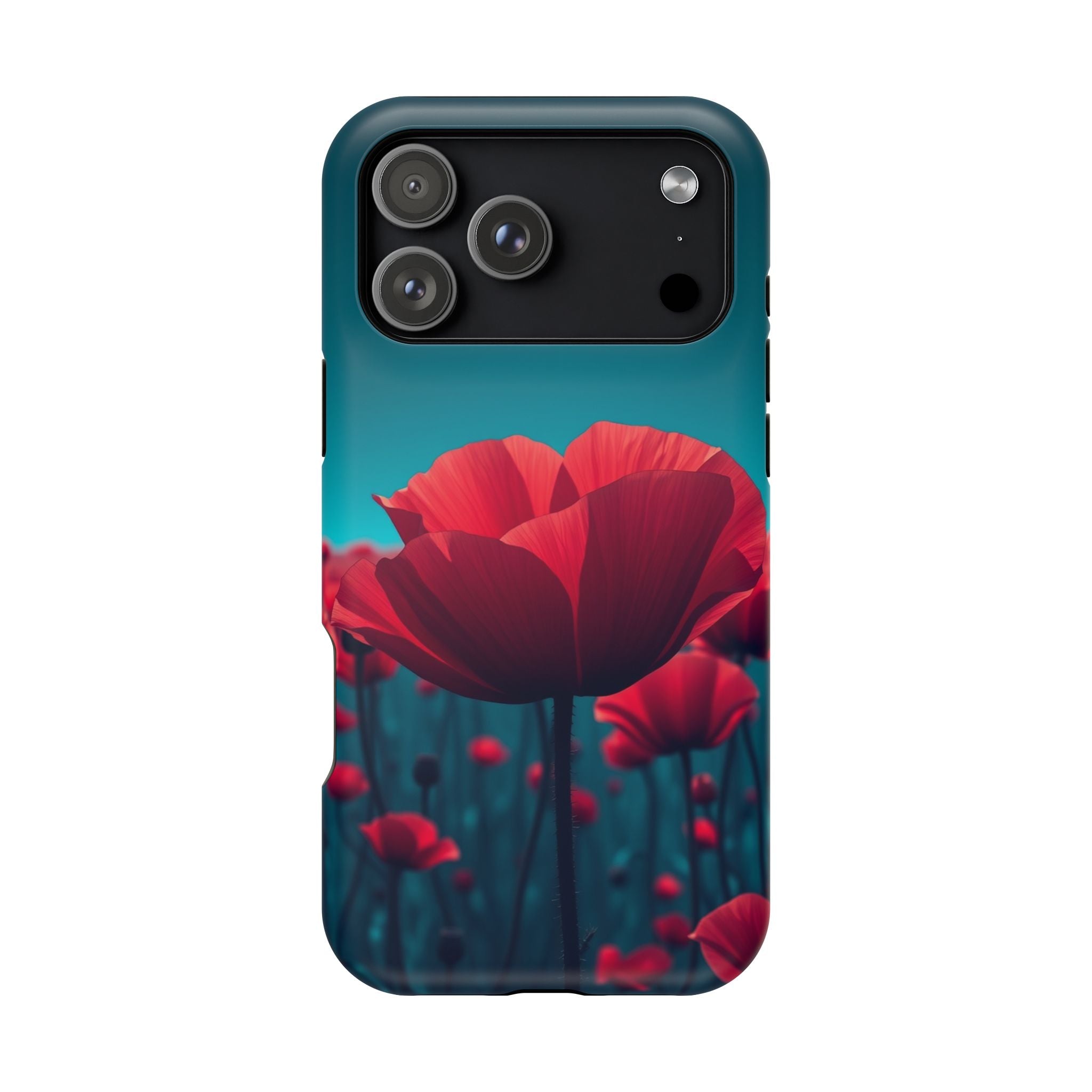 iPhone Teal And Coral Poppy Field Bold Modern Everyday Snap Case · iPhone Case