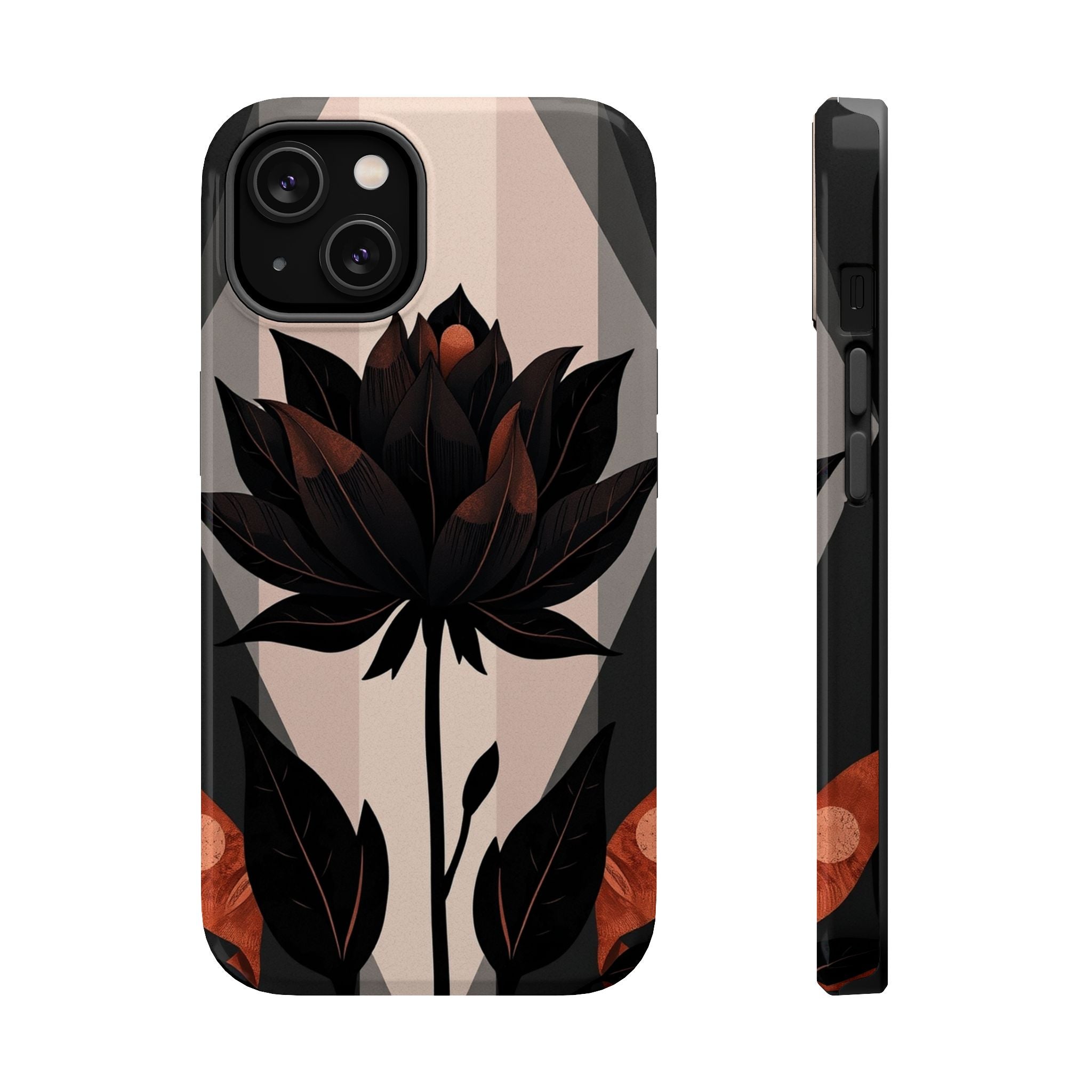 iPhone Charcoal And Copper Floral Silhouette Slim iPhone Everyday · iPhone Case