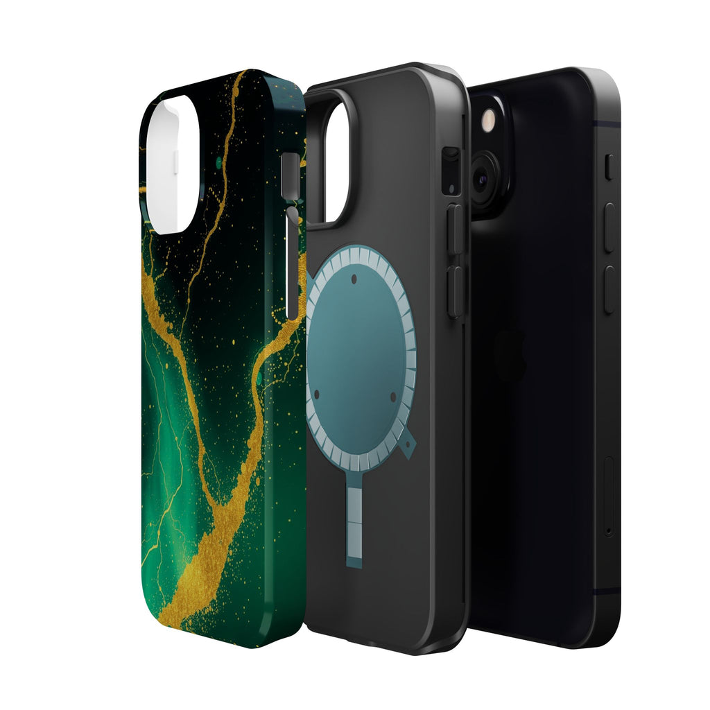 iPhone Emerald Green And Gold Petal Storm Slim iPhone Everyday Designer · iPhone