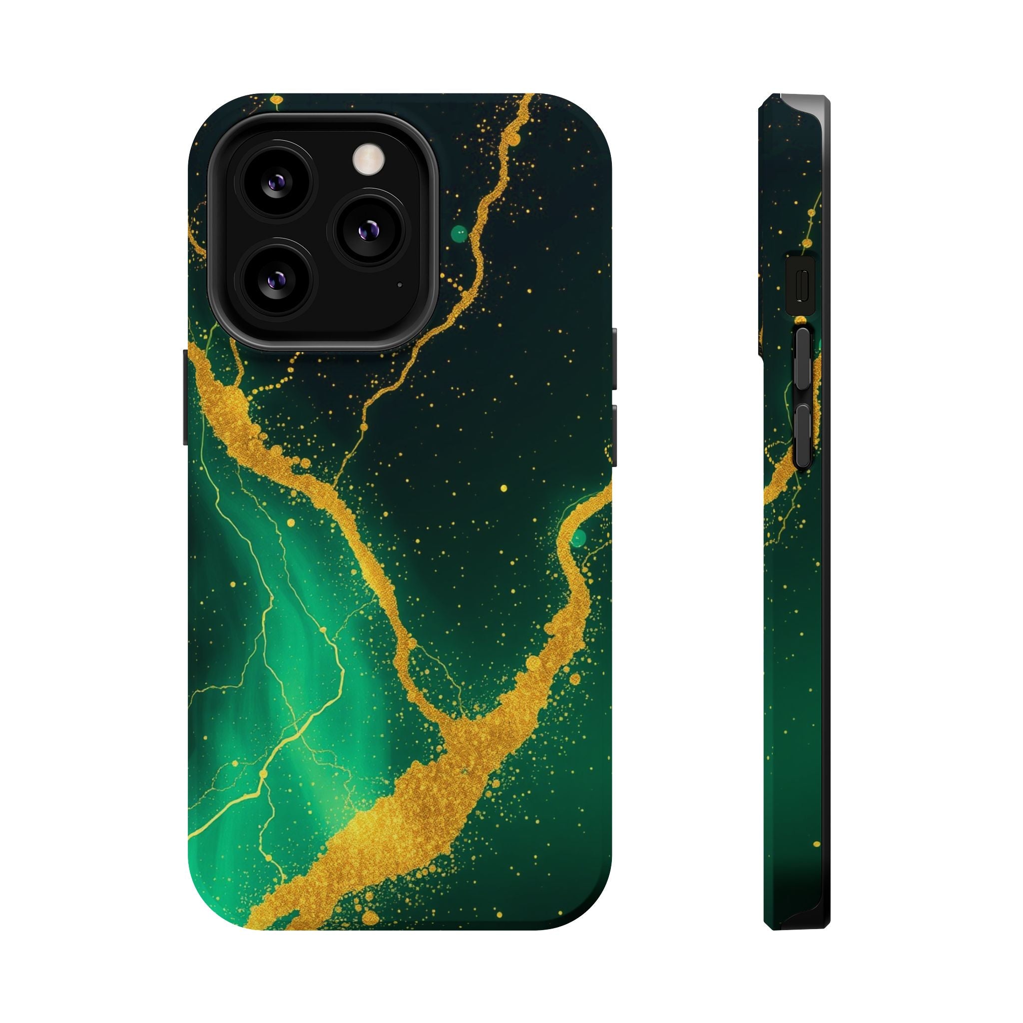 iPhone Emerald Green And Gold Petal Storm Slim iPhone Everyday Designer · iPhone
