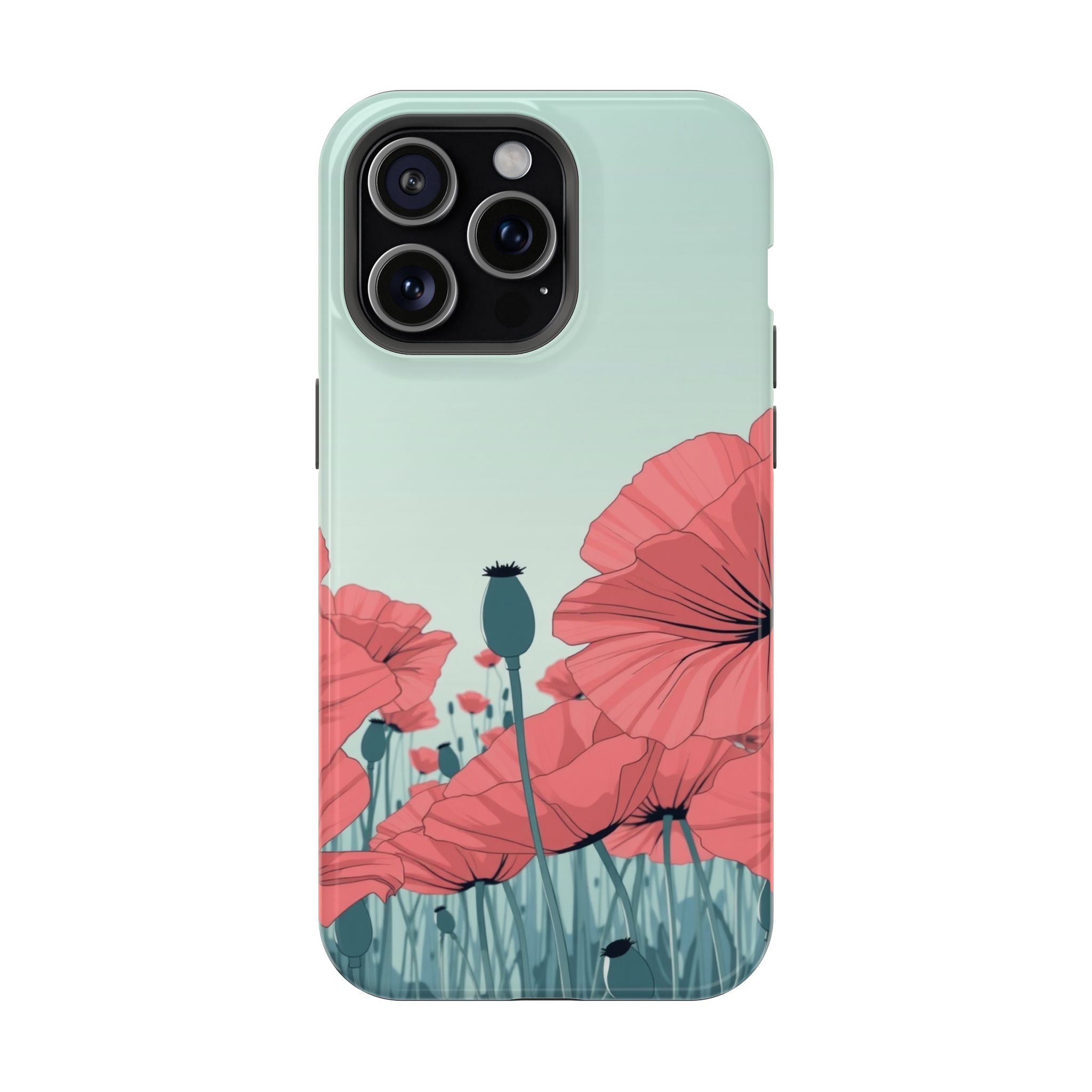 iPhone Mint And Blush Poppy Field Bold Modern Everyday Snap Case · iPhone Case