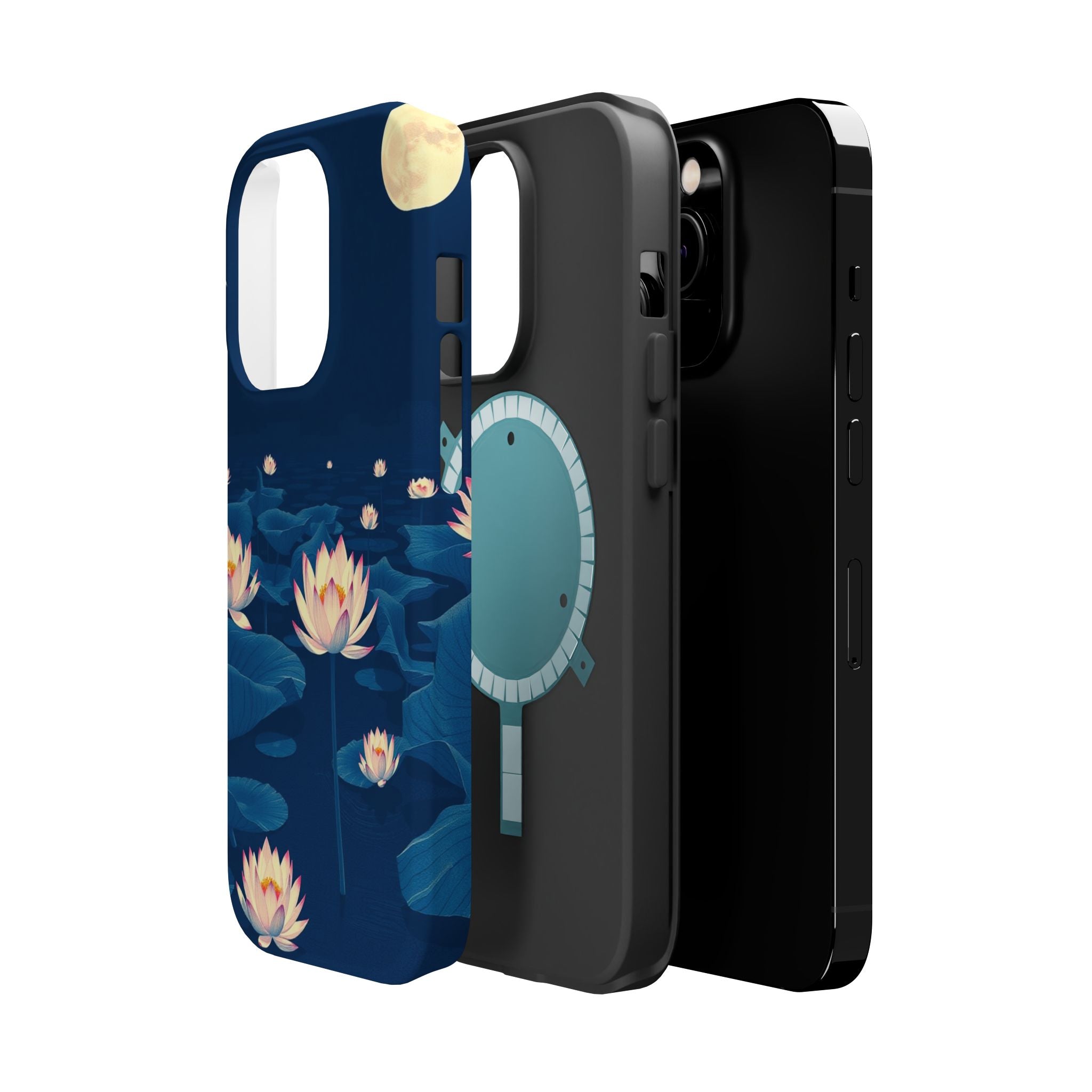 iPhone Midnight Blue And Silver Lotus Pond Slim iPhone Everyday · iPhone Case
