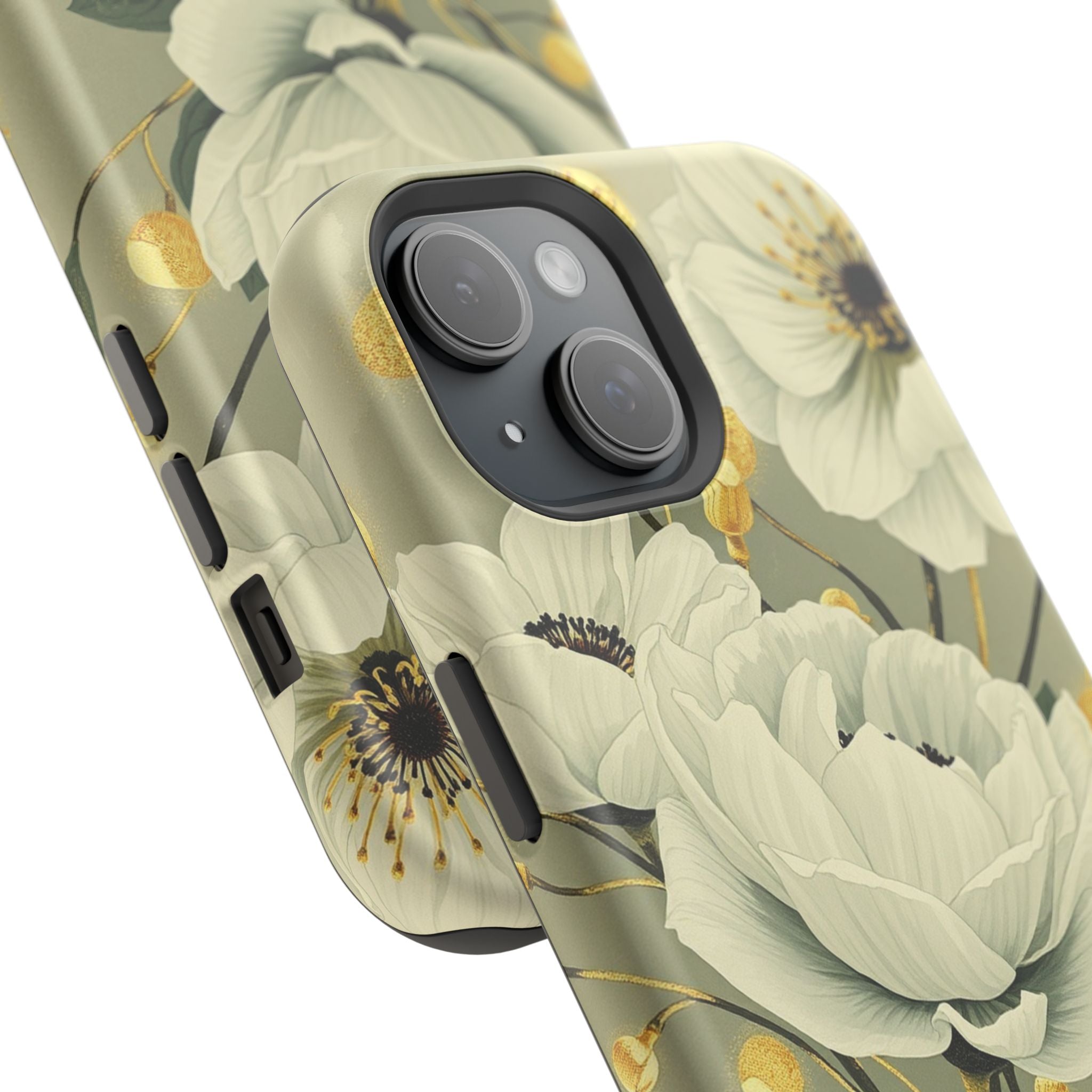 iPhone Sage And Ivory Floral Ink Wash Slim Everyday iPhone 14 Designer · iPhone