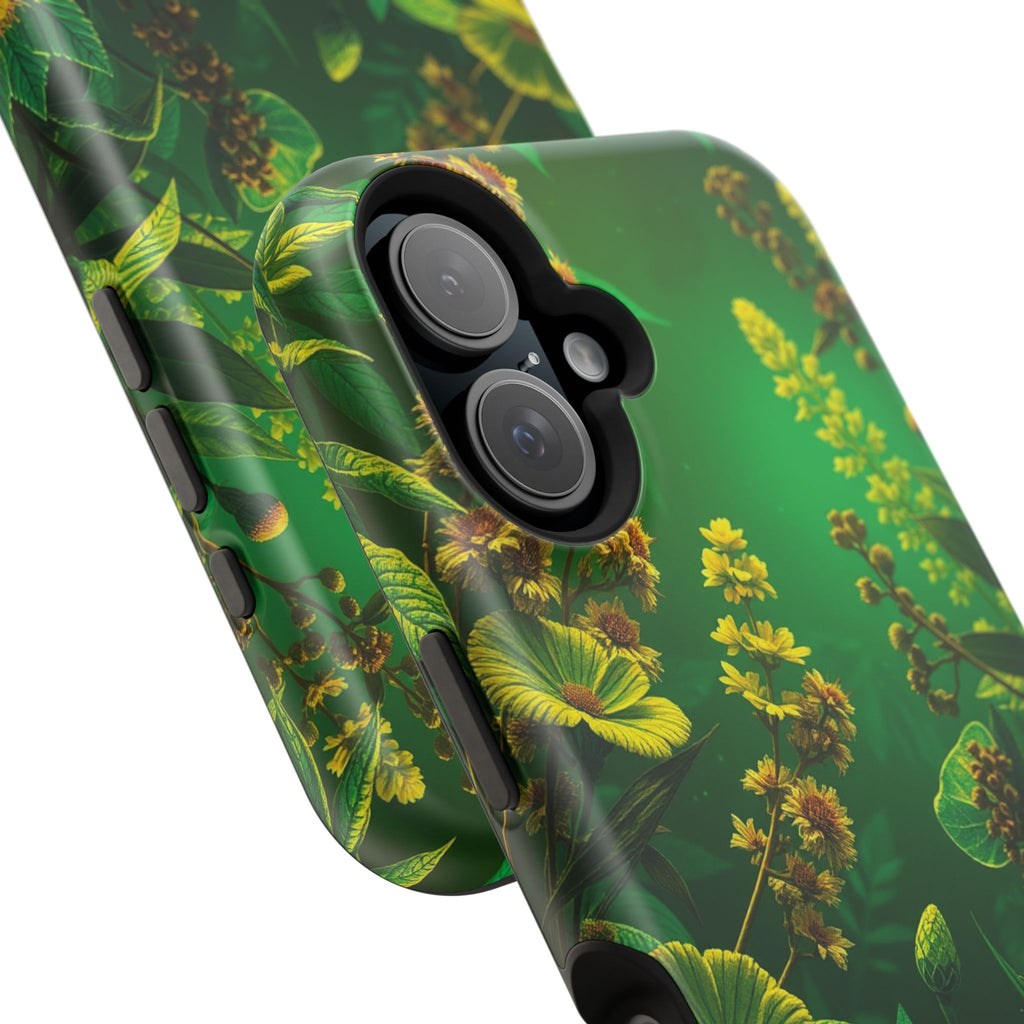 iPhone Emerald Green And Gold Vintage Botanicals Print Slim Snap Case · iPhone C