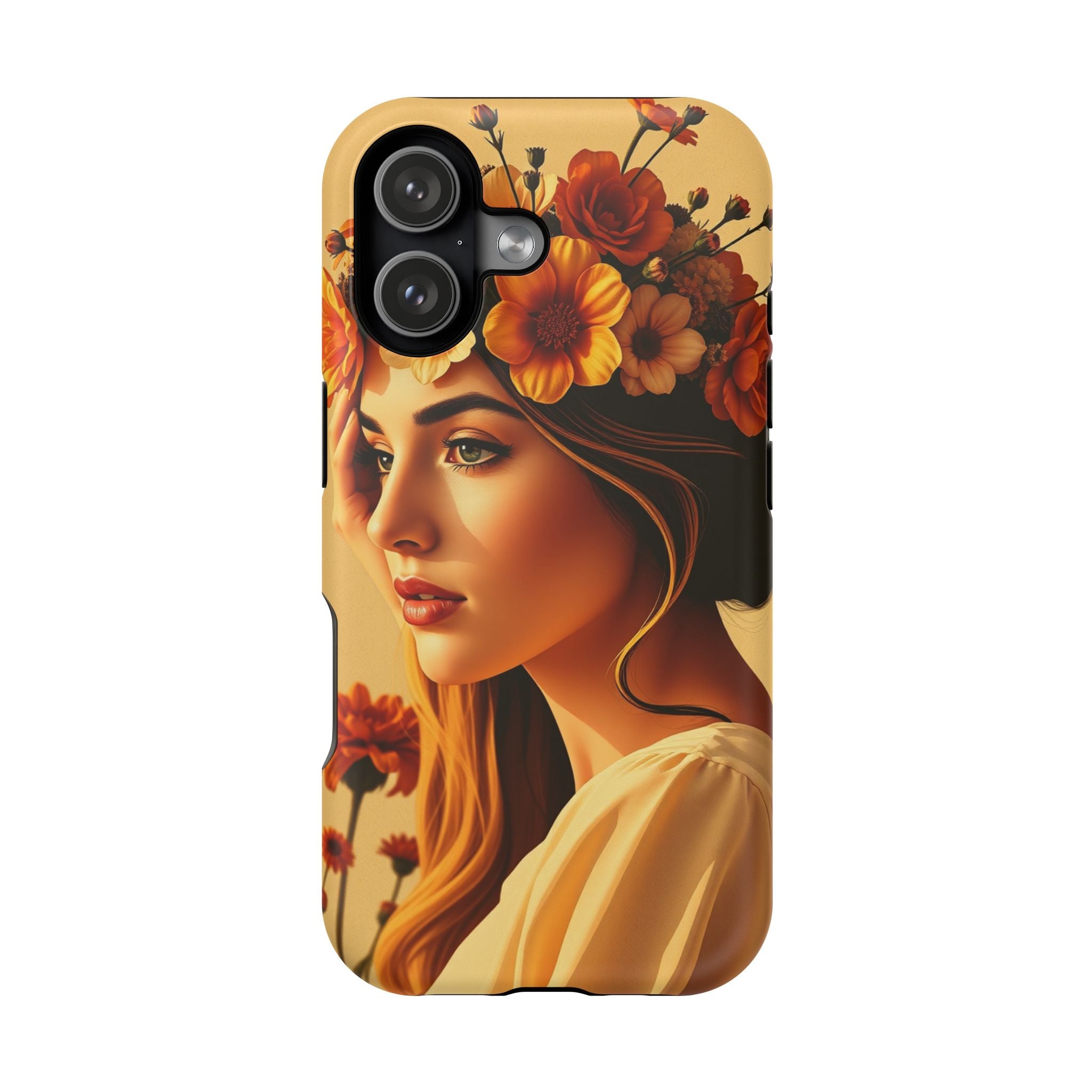iPhone Mustard And Rust Floral Crown Slim Everyday Designer Case · iPhone Case