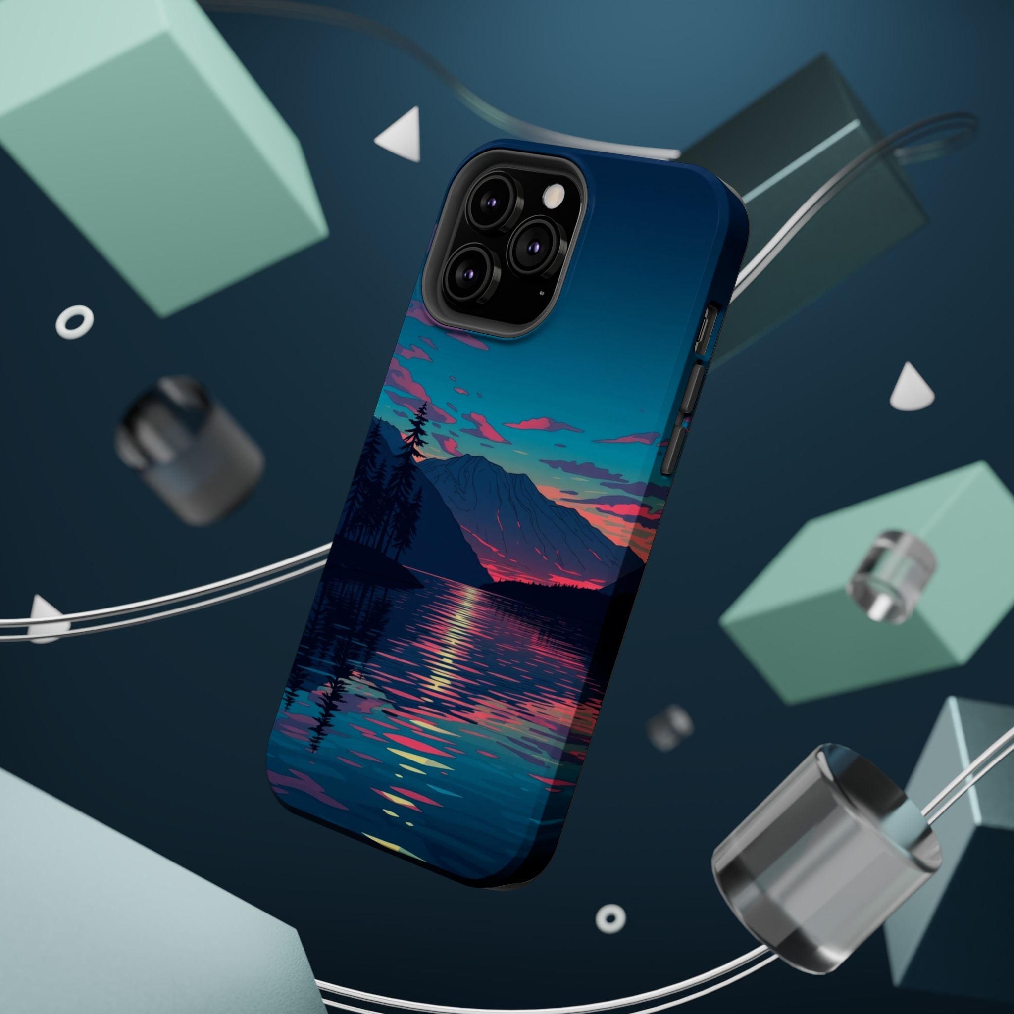 iPhone Vibrant Lake at Twilight Design Slim Everyday Designer Case · iPhone Case