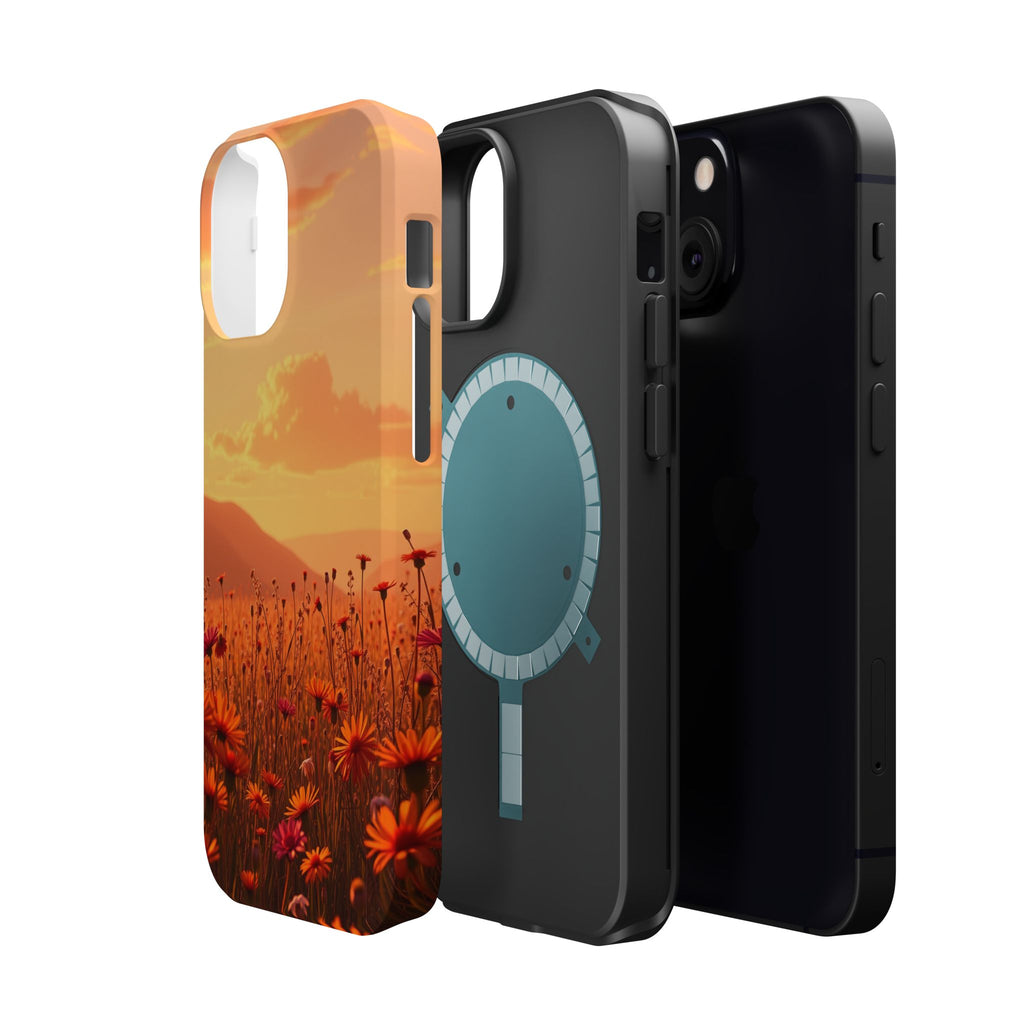 iPhone Sunset Amber And Peach Wildflower Field Soft iPhone Finish · iPhone Case