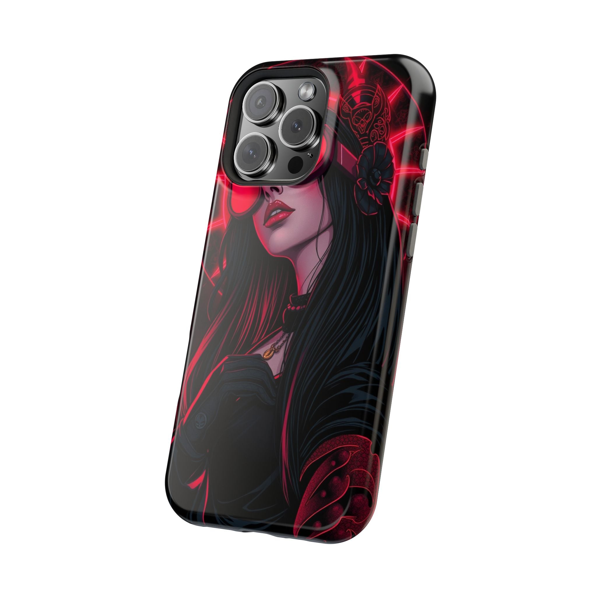 iPhone Black And Crimson Art Nouveau Female Slim Everyday Designer Case · iPhone