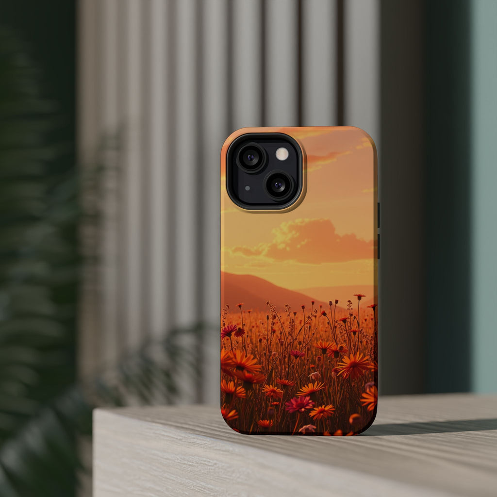iPhone Sunset Amber And Peach Wildflower Field Soft iPhone Finish · iPhone Case
