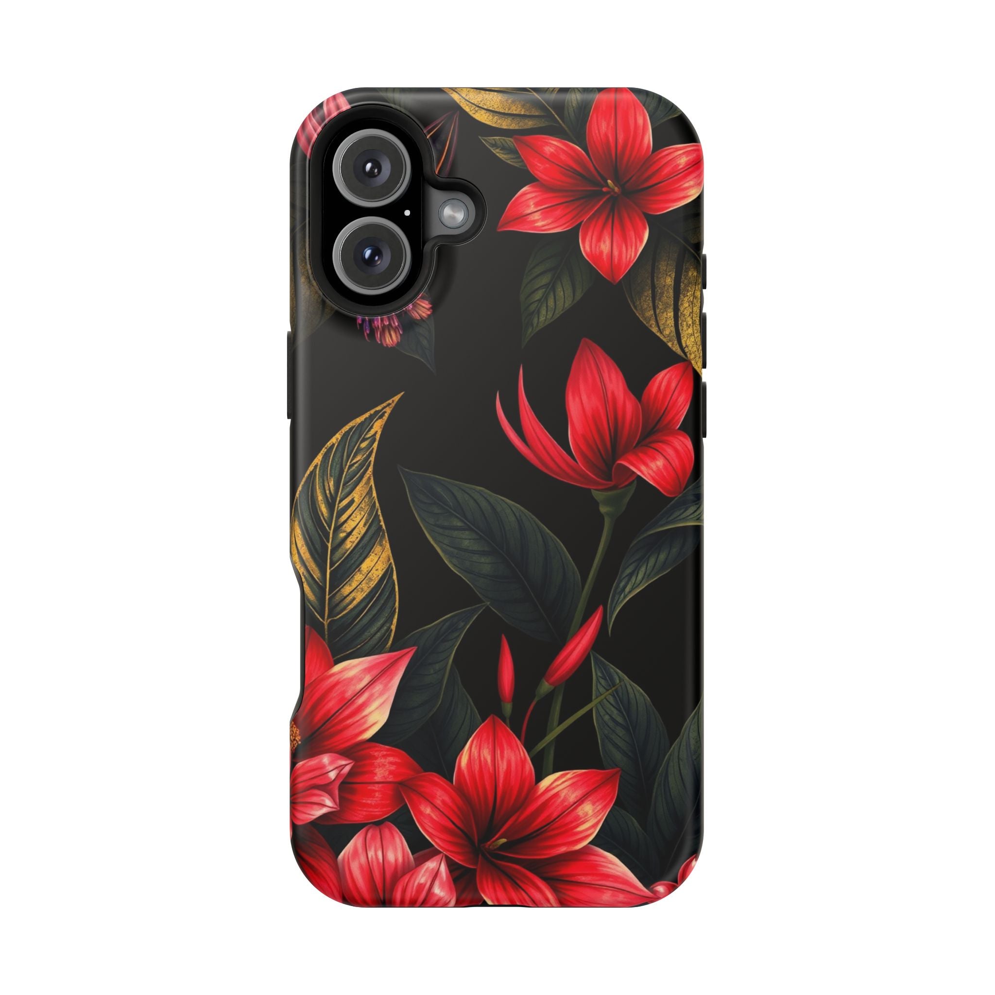 iPhone Black And Crimson Jungle Floral Slim Everyday Designer Case · iPhone Case