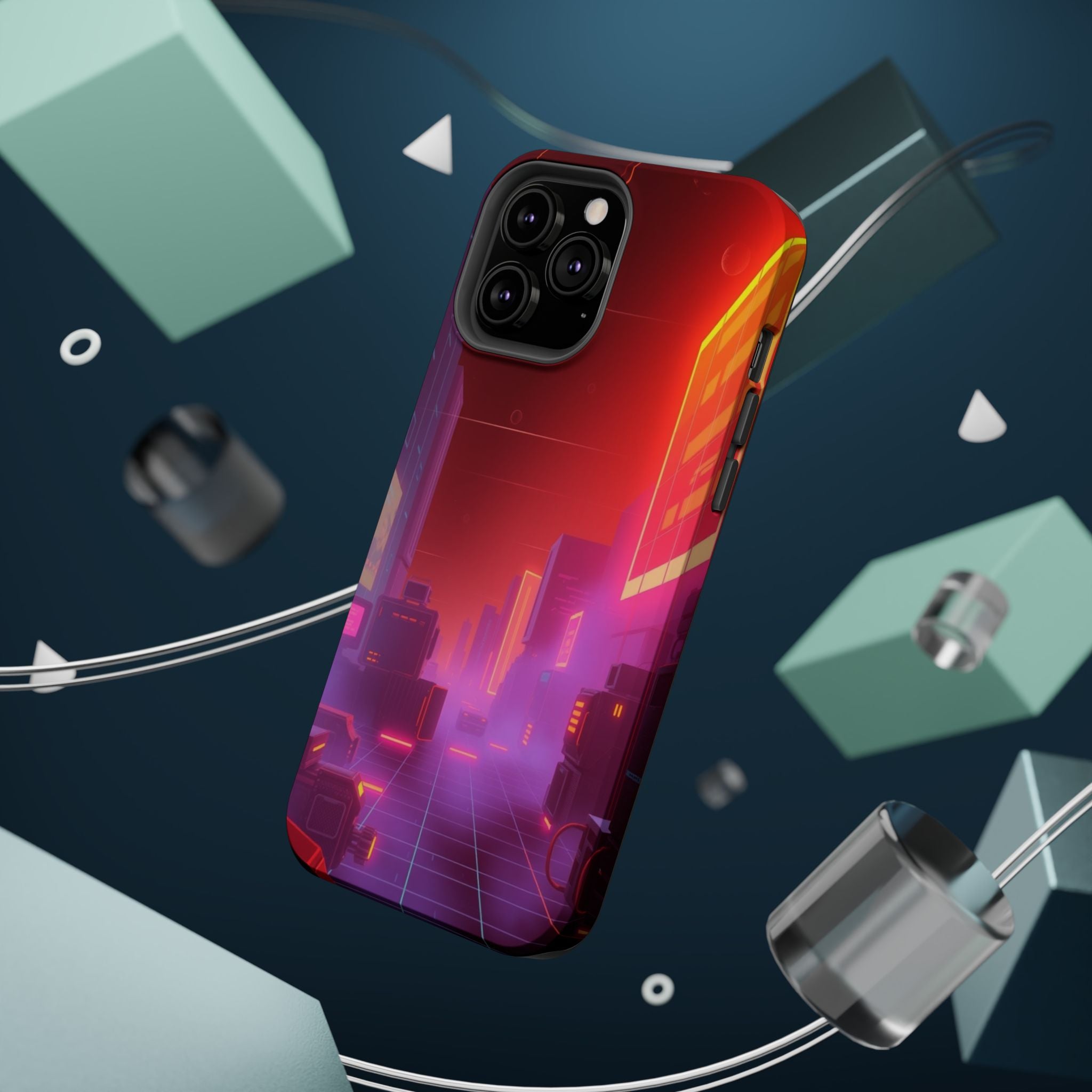 iPhone Dreamy 80s Grid Synthwave Design Slim Everyday Designer Case · iPhone Cas