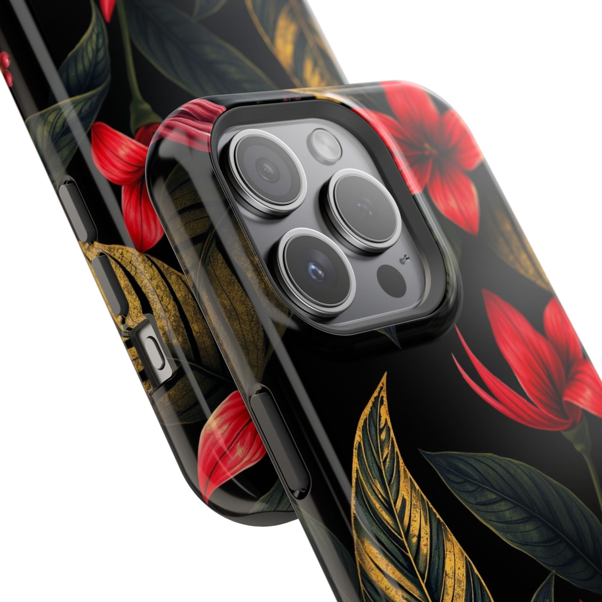 iPhone Black And Crimson Jungle Floral Slim Everyday Designer Case · iPhone Case