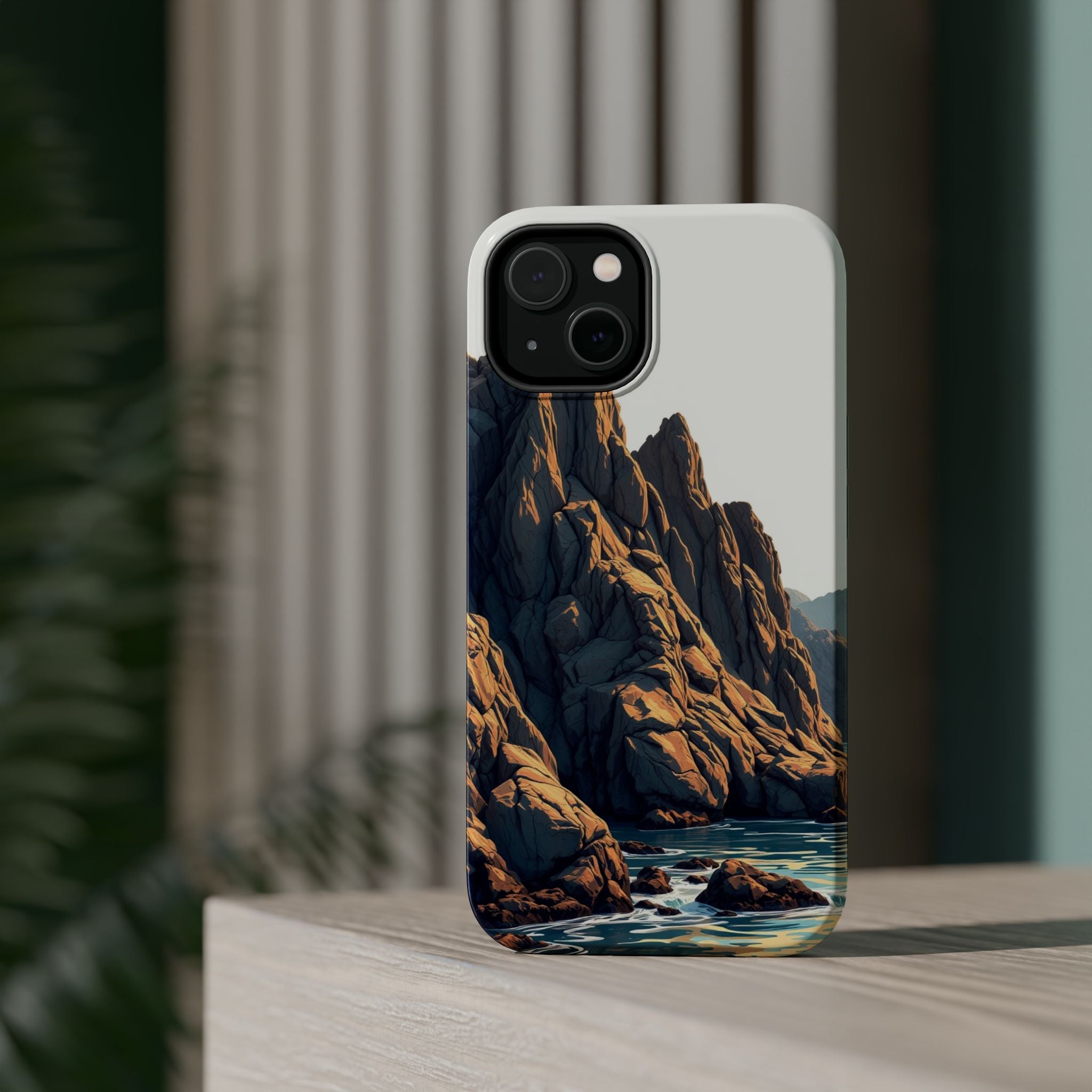 iPhone Mustard And Rust Rocky Coastline Slim Everyday iPhone Designer · iPhone C