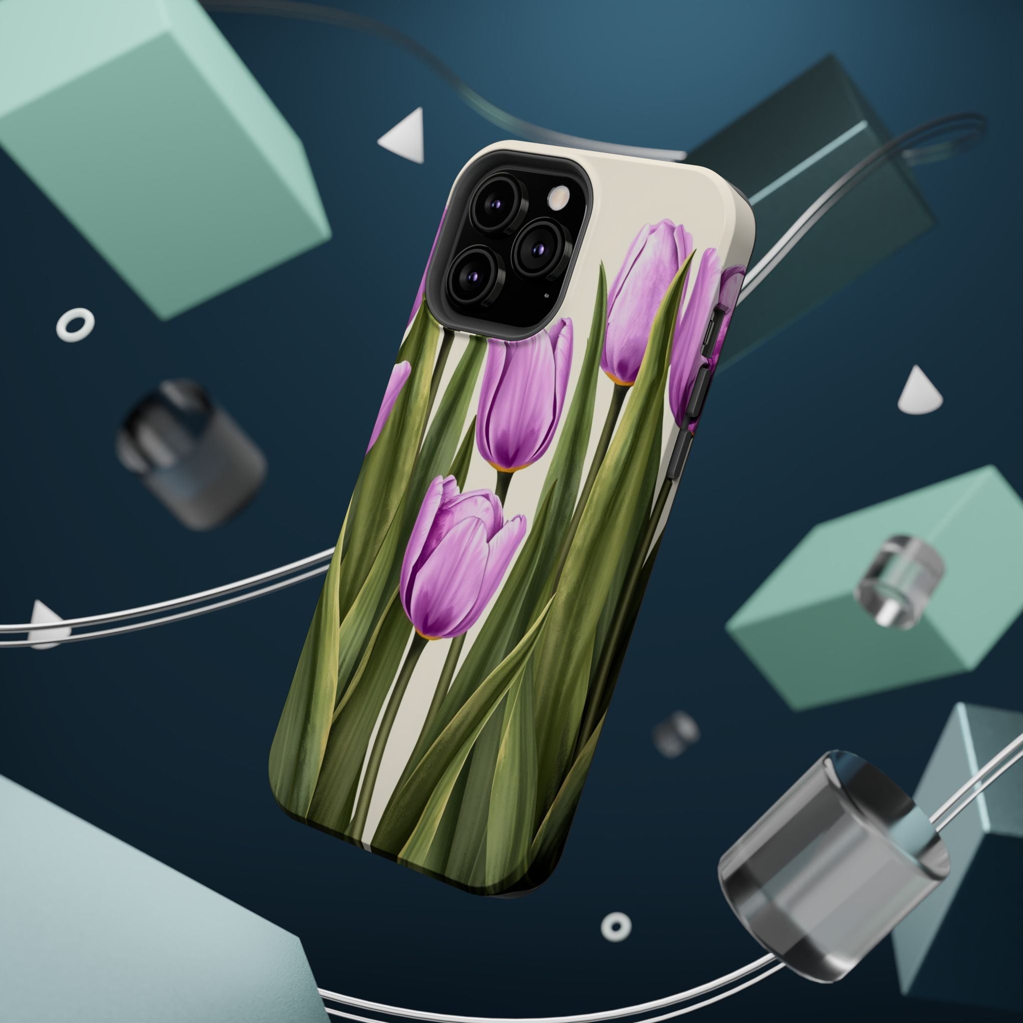 iPhone Tulip Row Electric Art 14 Bold Modern Everyday Snap Case · iPhone Case