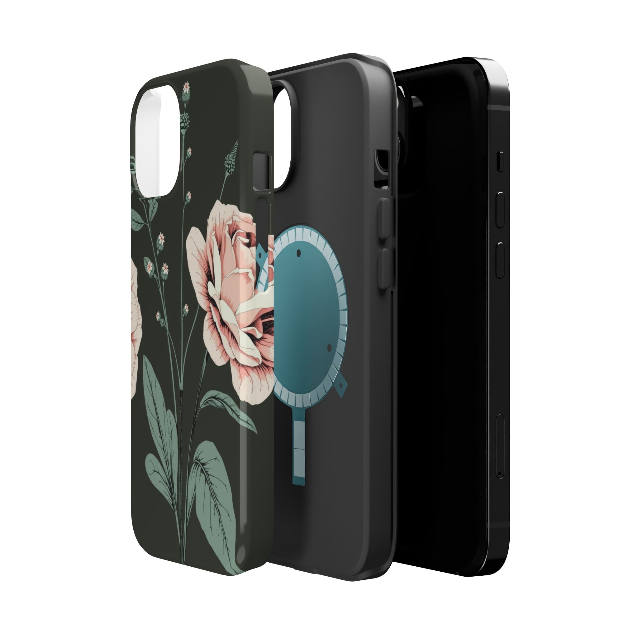 iPhone Mint And Blush Vintage Botanical Print Slim Everyday Designer Case · iPho