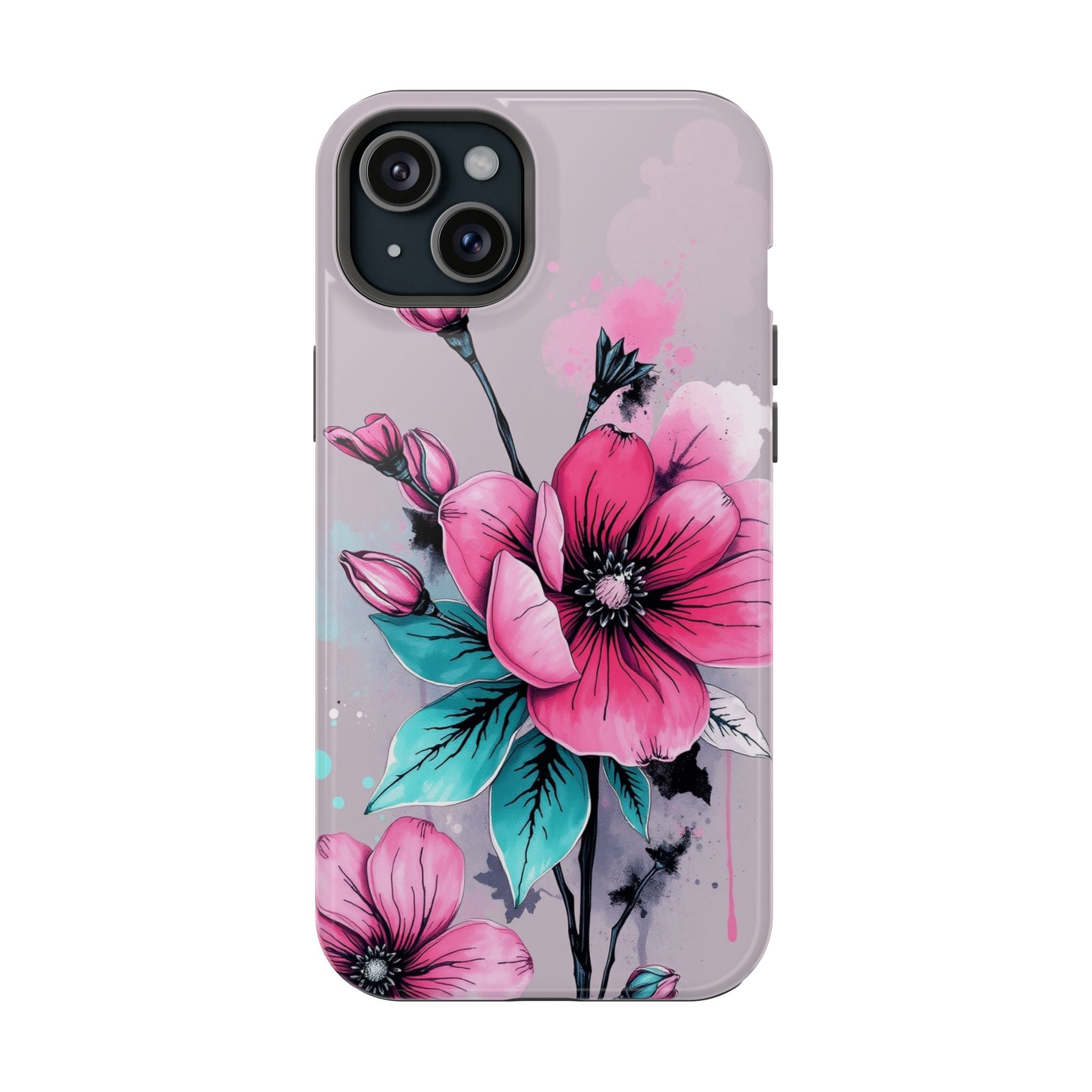 iPhone Mint And Blush Floral Ink Wash Slim Everyday Designer Case · iPhone Case