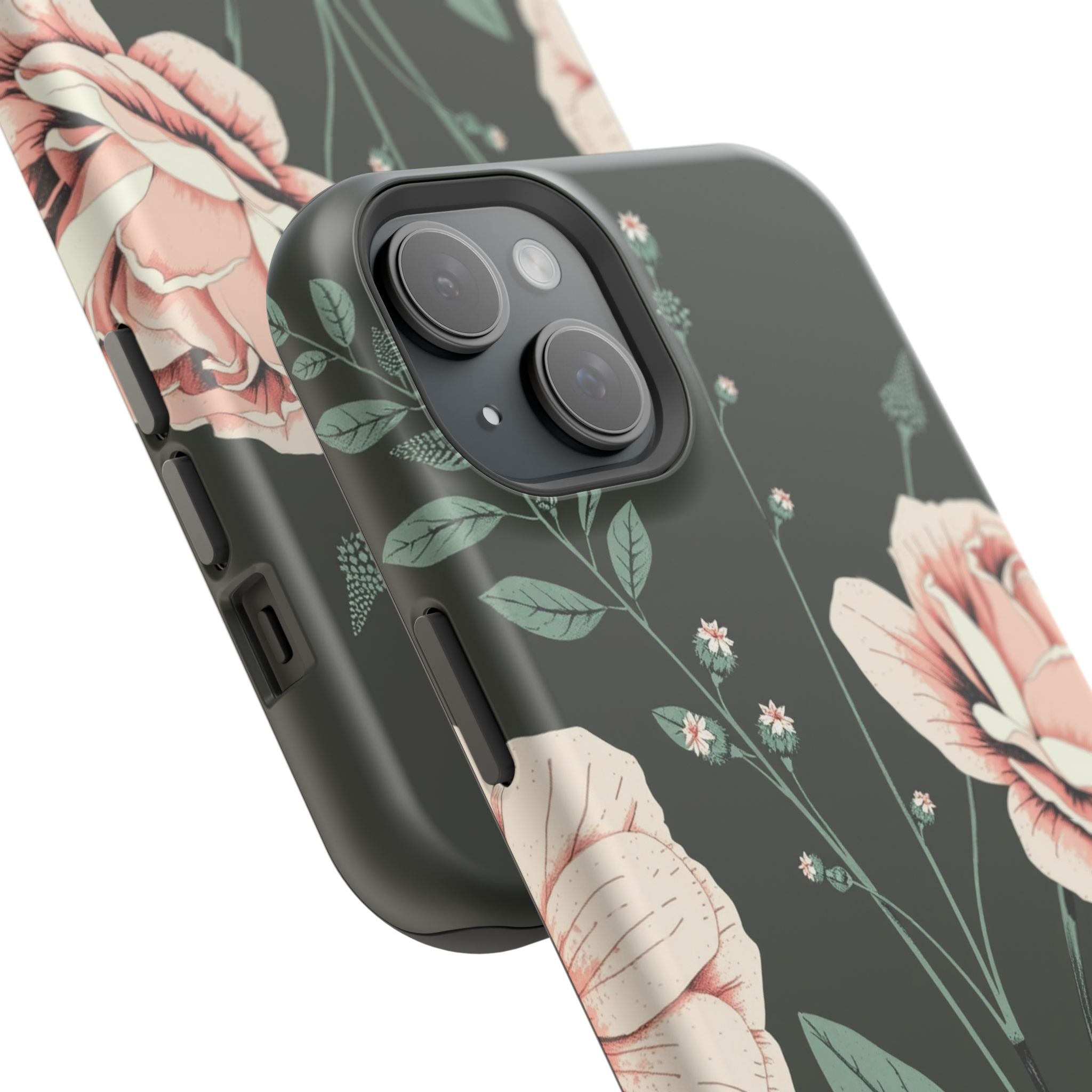 iPhone Mint And Blush Vintage Botanical Print Slim Everyday Designer Case · iPho