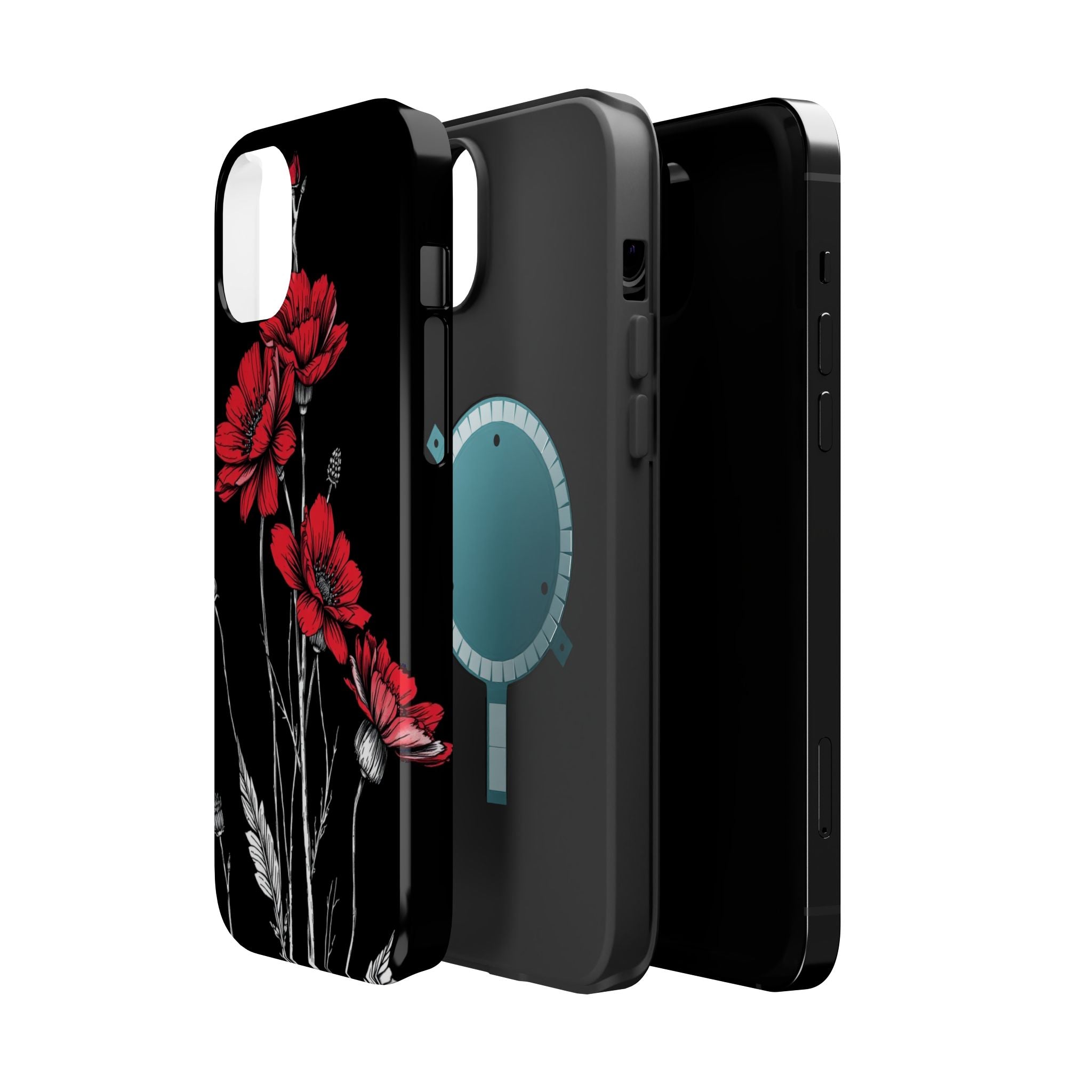 iPhone Black And Crimson Wildflower Bunch Slim Everyday Designer Case · iPhone C