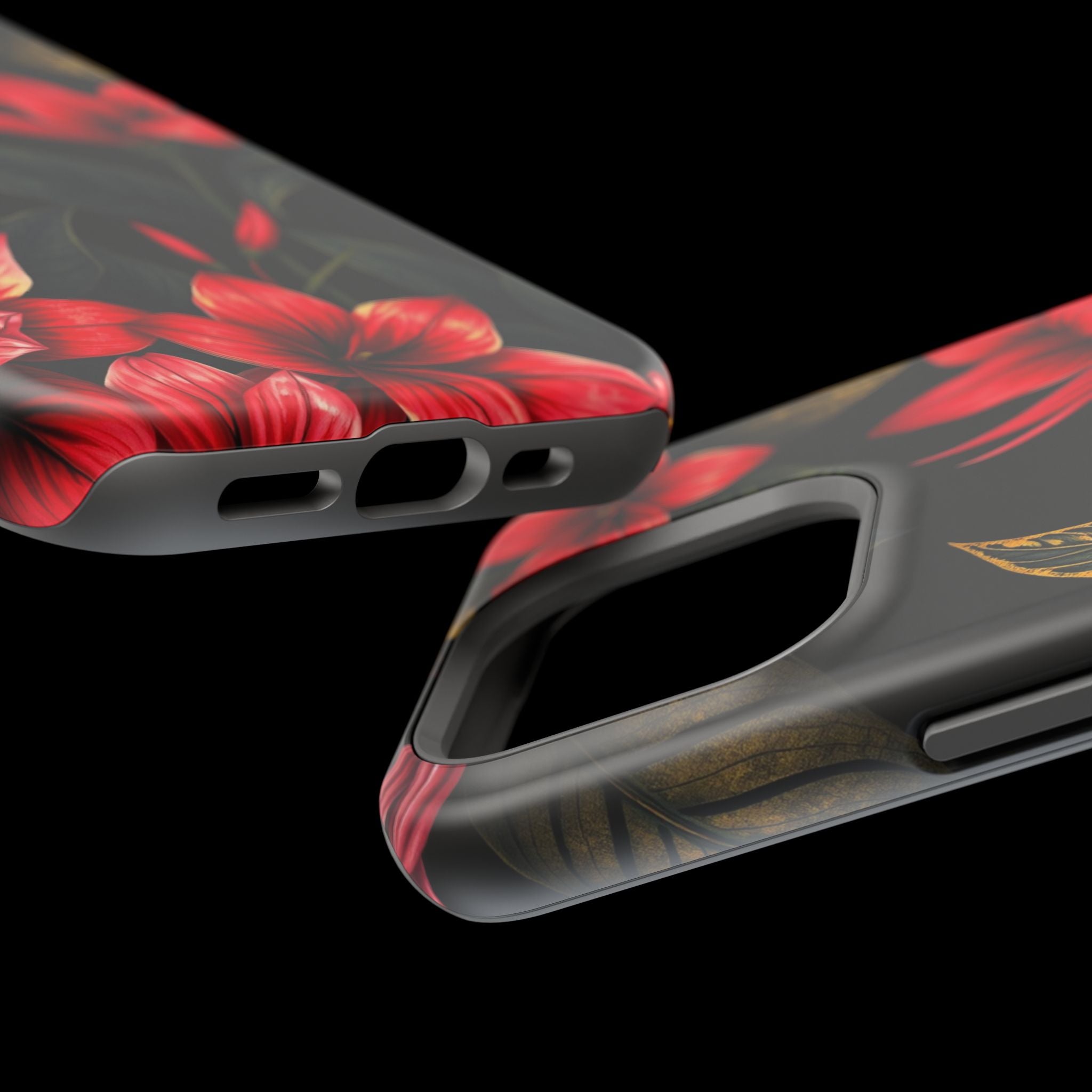 iPhone Black And Crimson Jungle Floral Slim Everyday Designer Case · iPhone Case