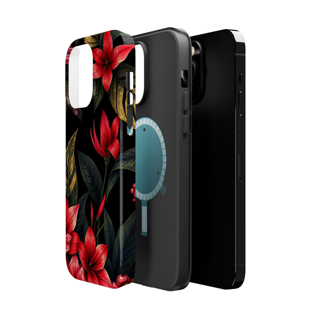 iPhone Black And Crimson Jungle Floral Slim Everyday Designer Case · iPhone Case