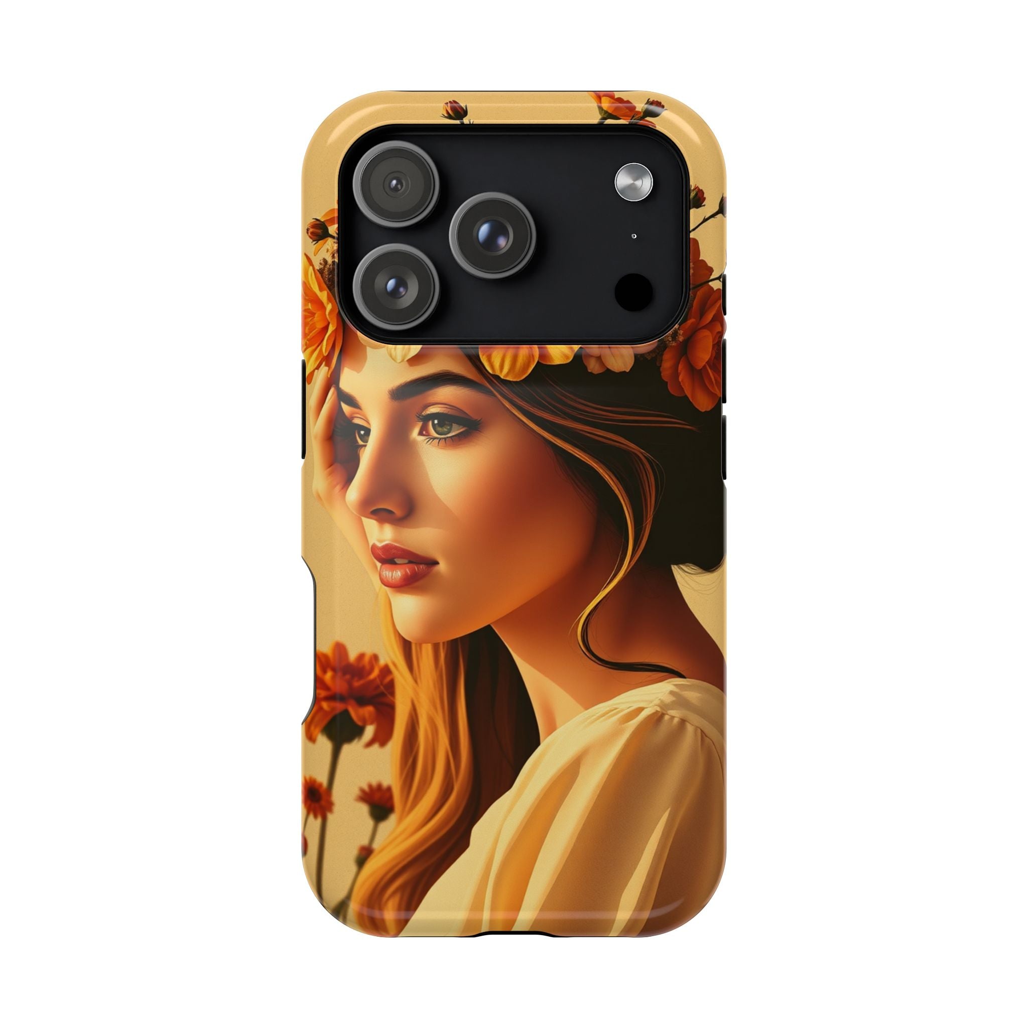 iPhone Mustard And Rust Floral Crown Slim Everyday Designer Case · iPhone Case