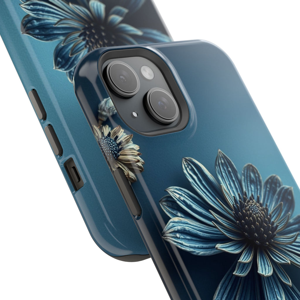 iPhone Midnight Blue And Silver Dried Flower Flat Lay iPhone 15 · iPhone Case
