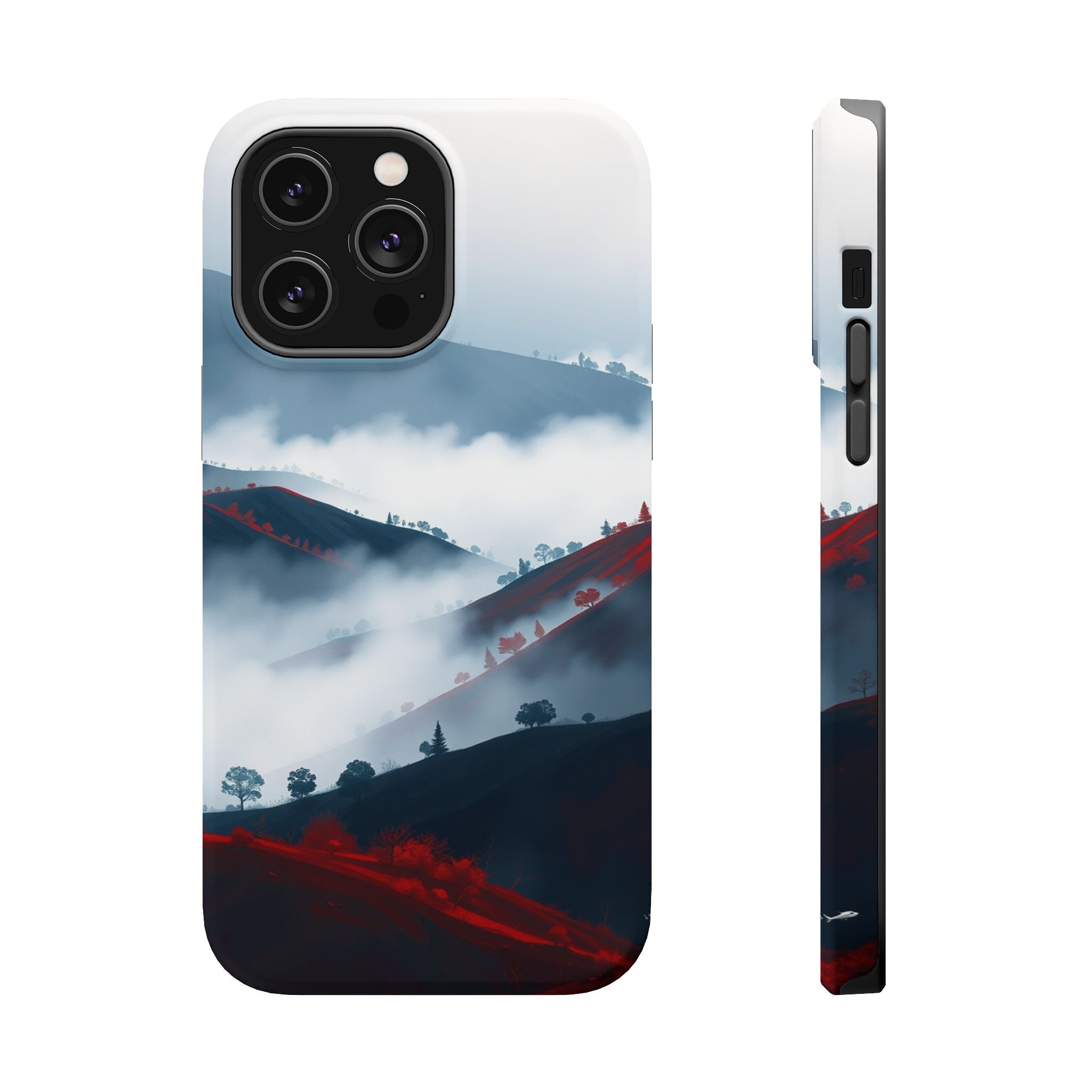 iPhone Black And Crimson Fog Rolling Over Hills Soft iPhone Finish · iPhone Case