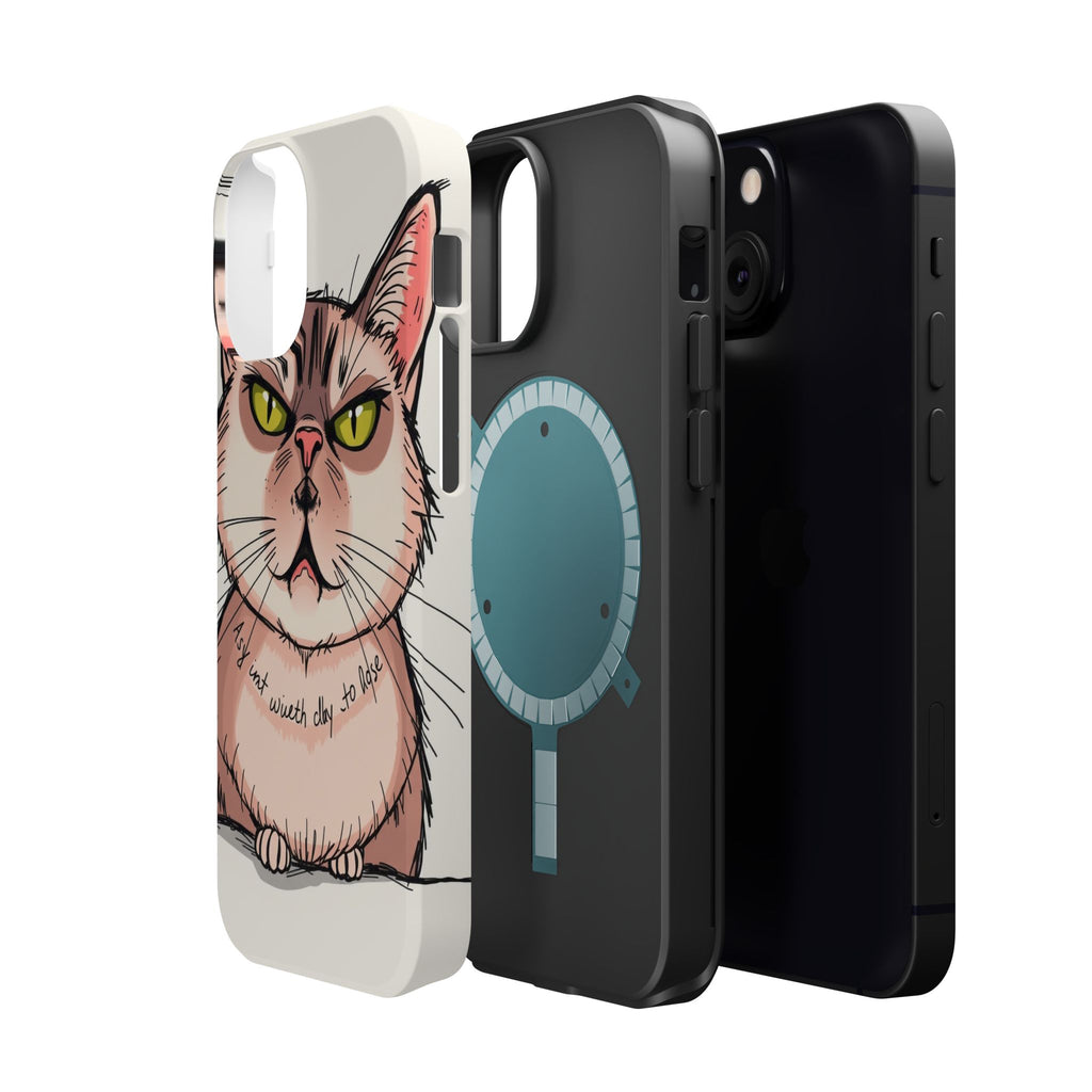 iPhone Sarcastic Cat Verdict Hand-Drawn Sketch Soft Finish Everyday Case · iPhon
