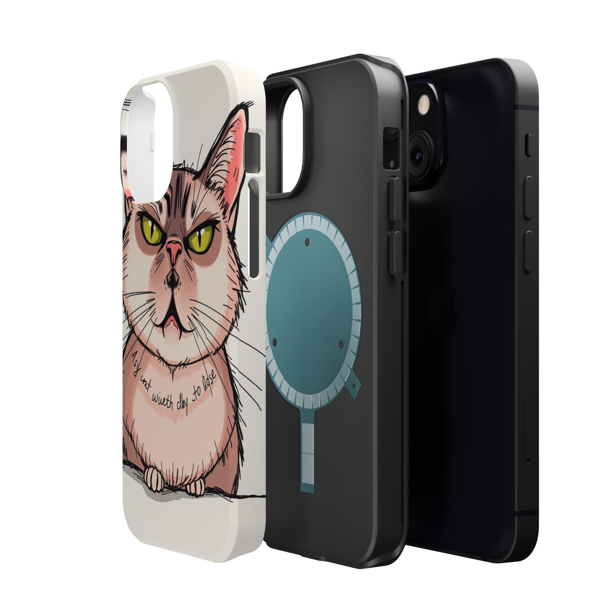 iPhone Sarcastic Cat Verdict Hand-Drawn Sketch Soft Finish Everyday Case · iPhon