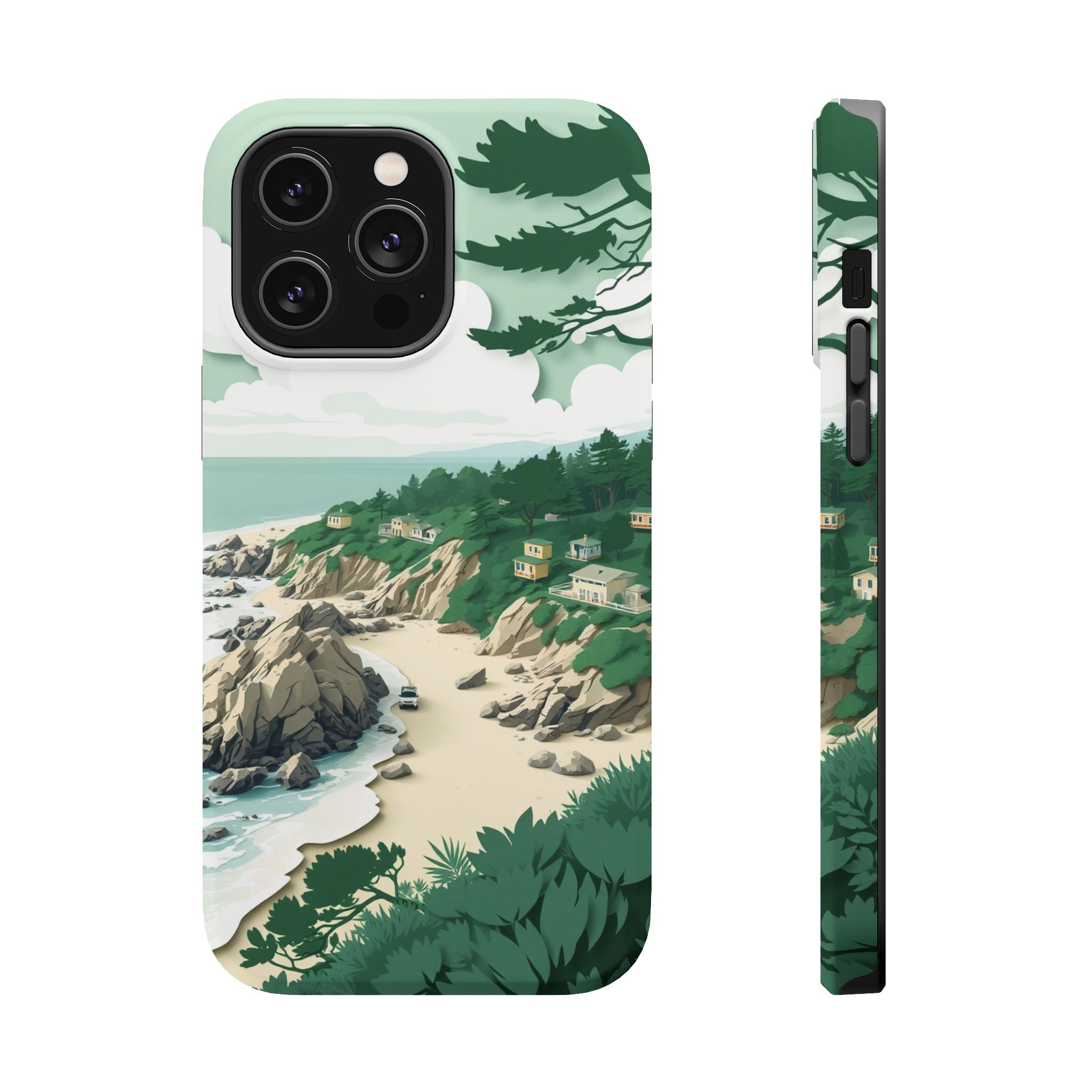 iPhone Pebble Beach Paper Cut Art Bold Modern Everyday Snap Case · iPhone Case