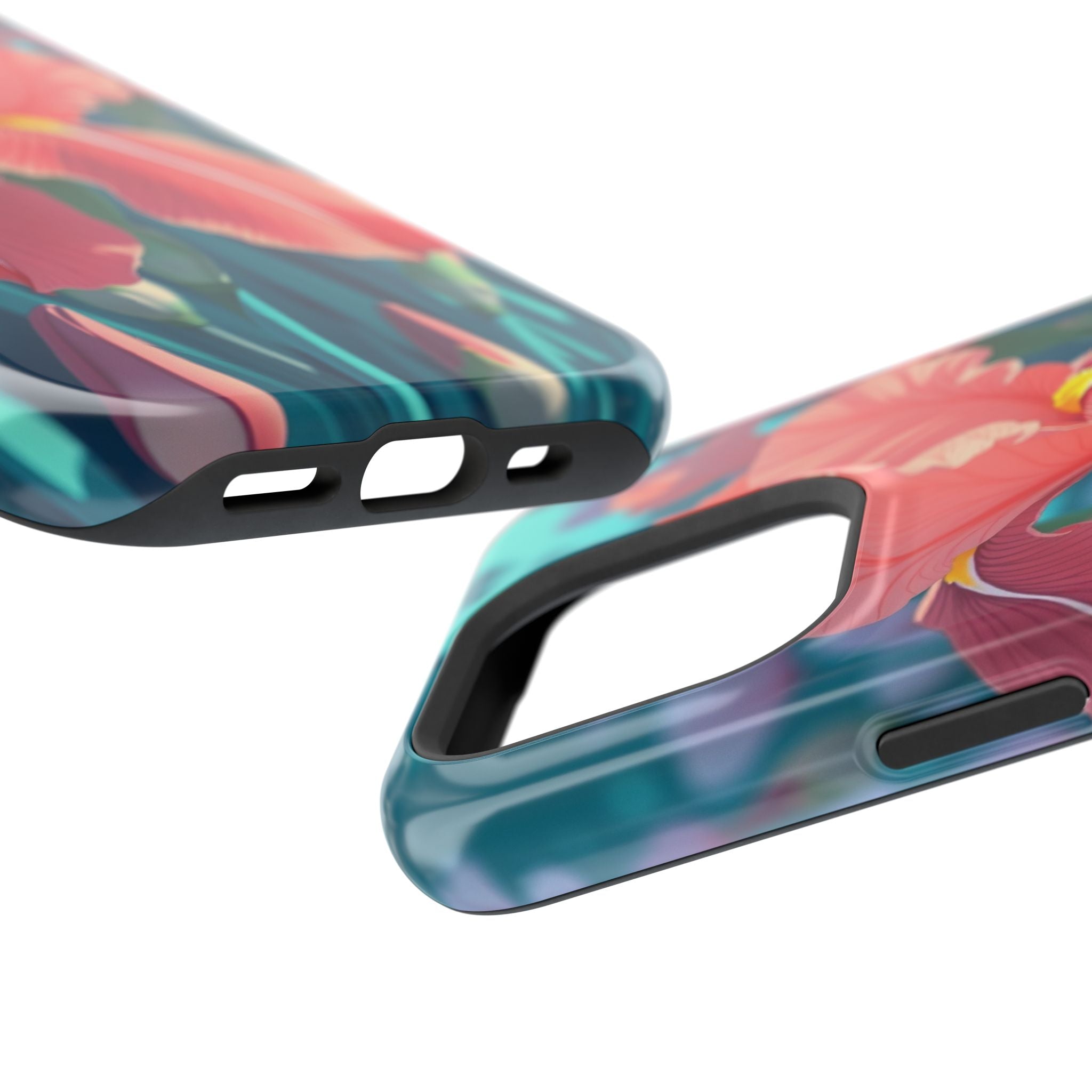 iPhone Teal And Coral Iris Garden Bold Modern Everyday Snap Case · iPhone Case