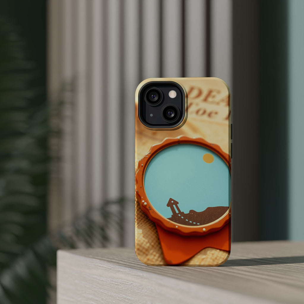 iPhone Burnt Orange And Sand Retro Travel Badge Soft Finish Everyday Case · iPho