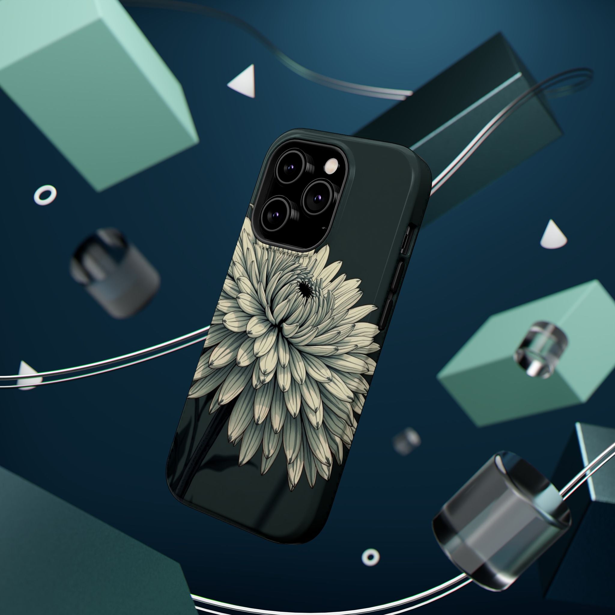 iPhone Chrysanthemum Classic Dark Gothic Ink Carry Case Slim Snap Case · iPhone