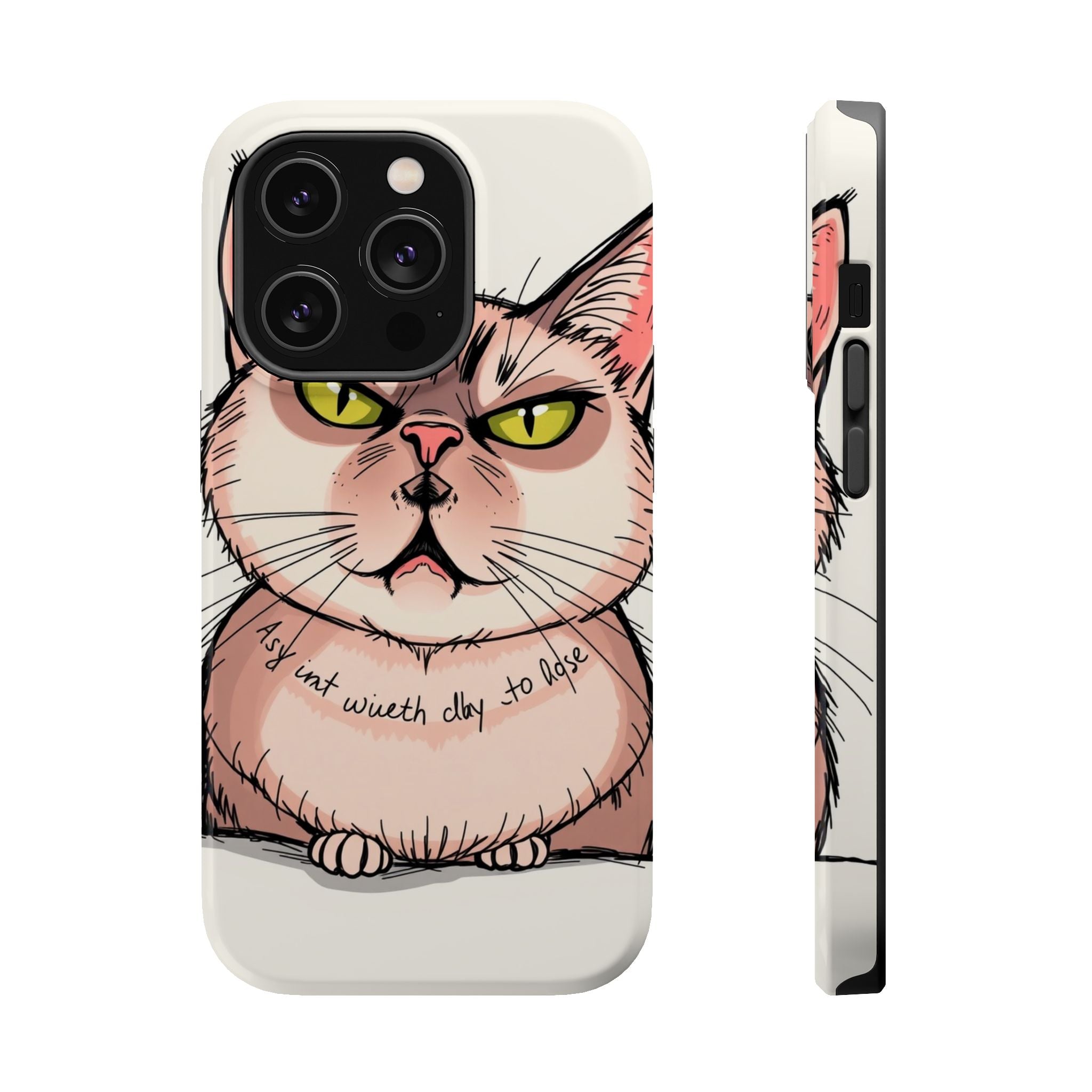iPhone Sarcastic Cat Verdict Hand-Drawn Sketch Soft Finish Everyday Case · iPhon