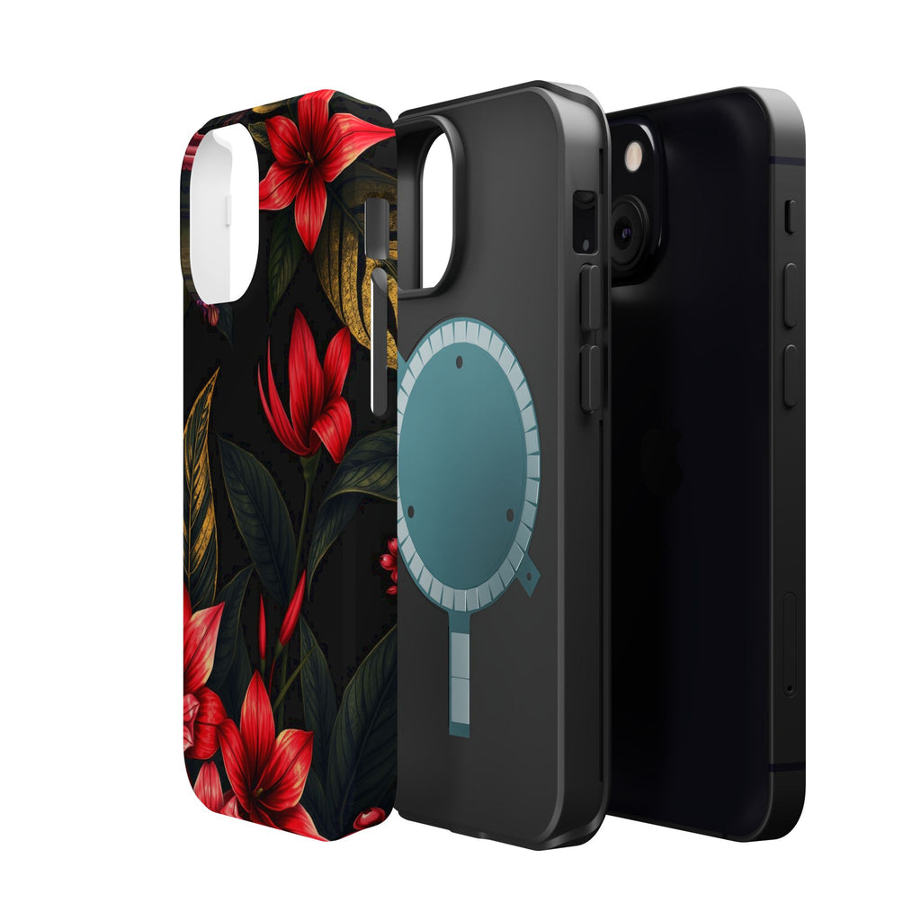 iPhone Black And Crimson Jungle Floral Slim Everyday Designer Case · iPhone Case