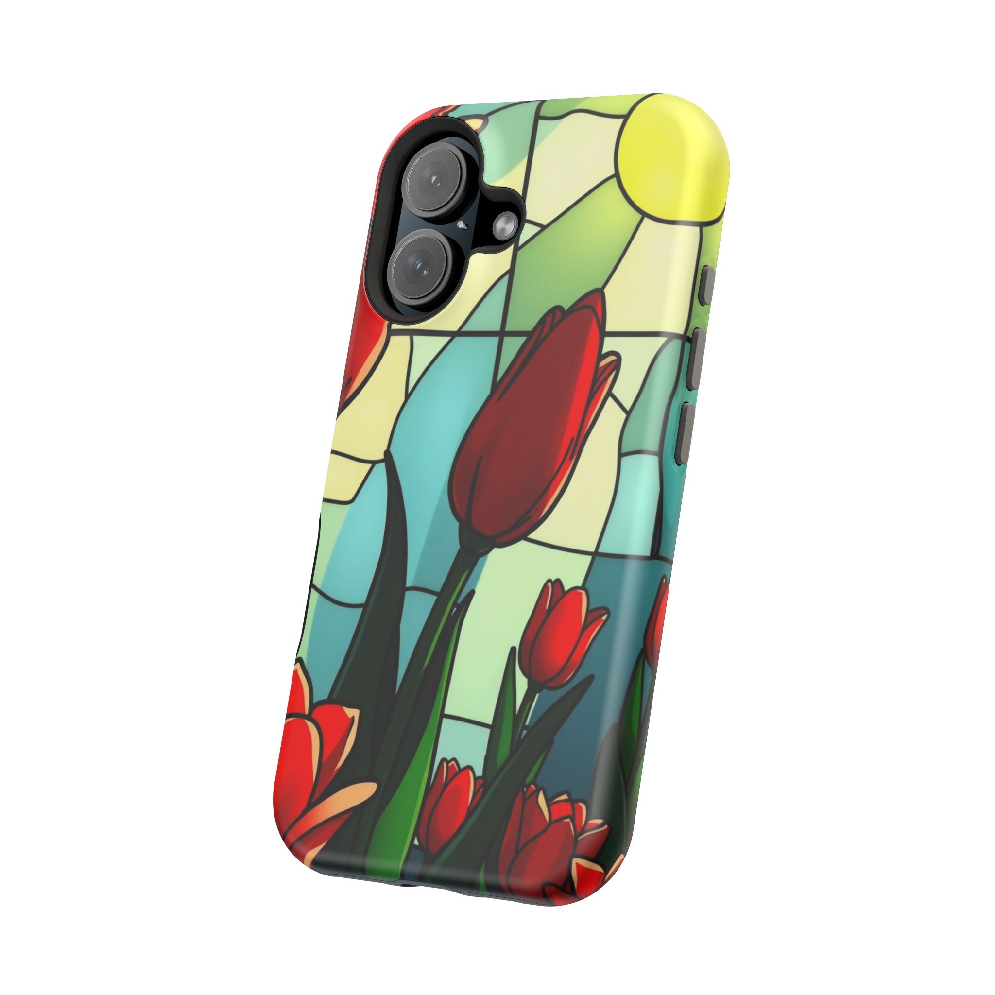 iPhone Tulip Row Stained Glass Slim Everyday Designer Case · iPhone Case