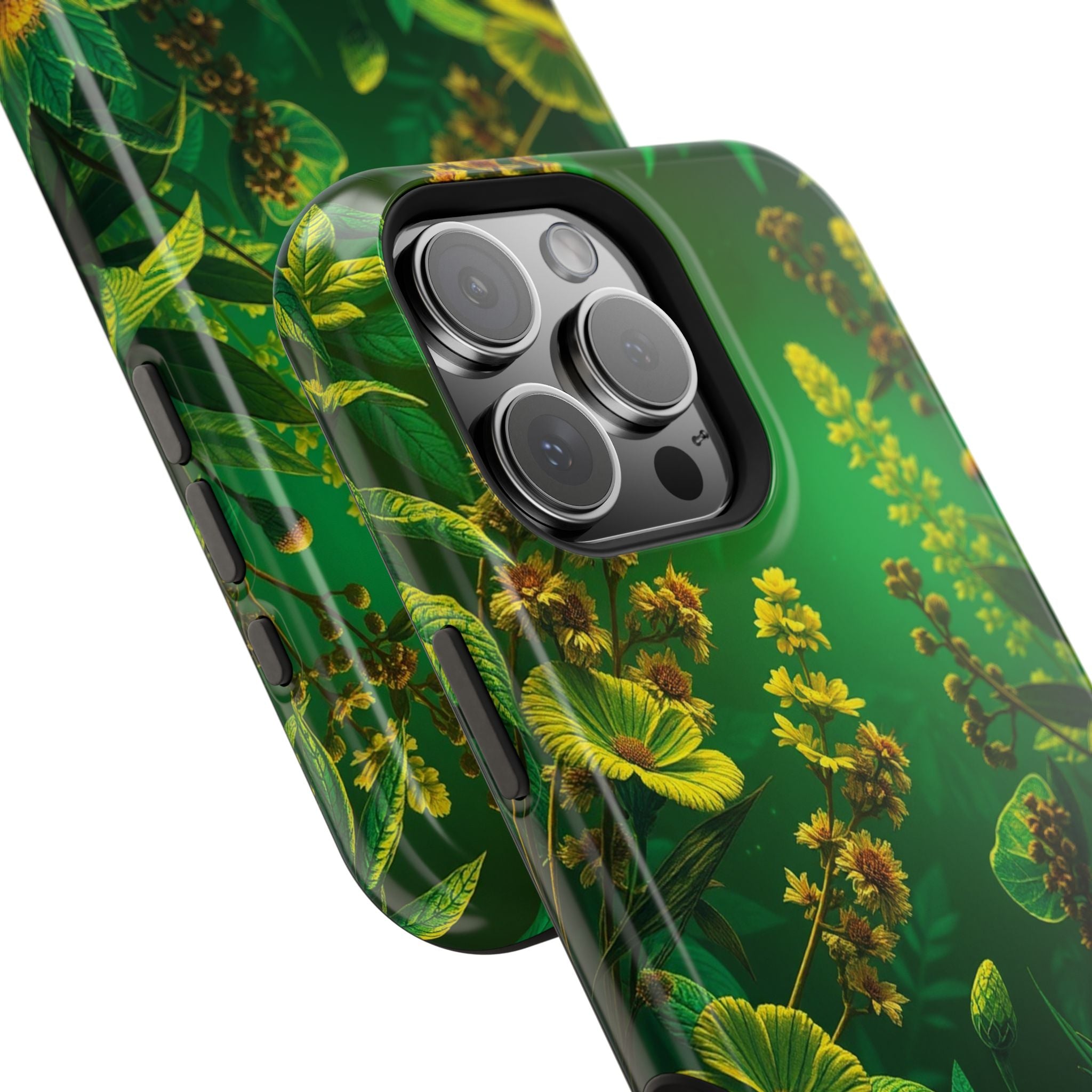 iPhone Emerald Green And Gold Vintage Botanicals Print Slim Snap Case · iPhone C
