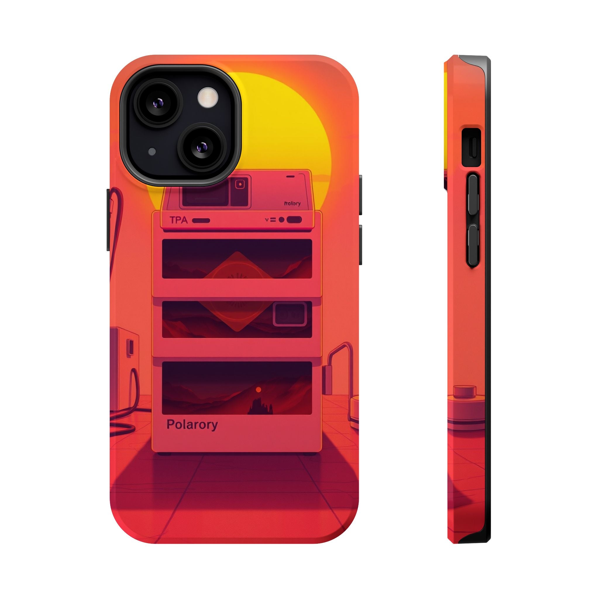 iPhone Polaroid Stack Memory Neon Cyberpunk Slim Everyday Designer Case · iPhone