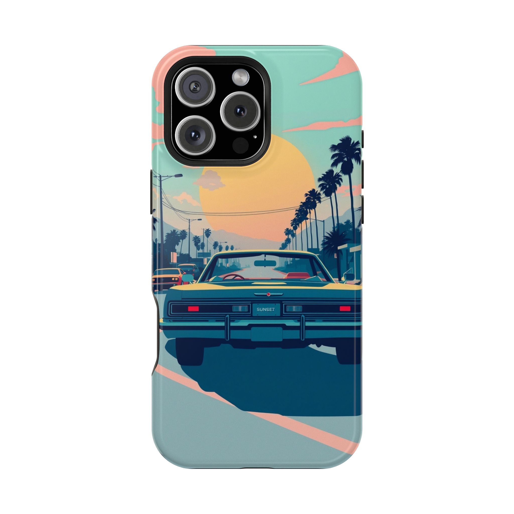 iPhone Sunset Drive 80s Pop Art Bold Slim Everyday Designer Case · iPhone Case
