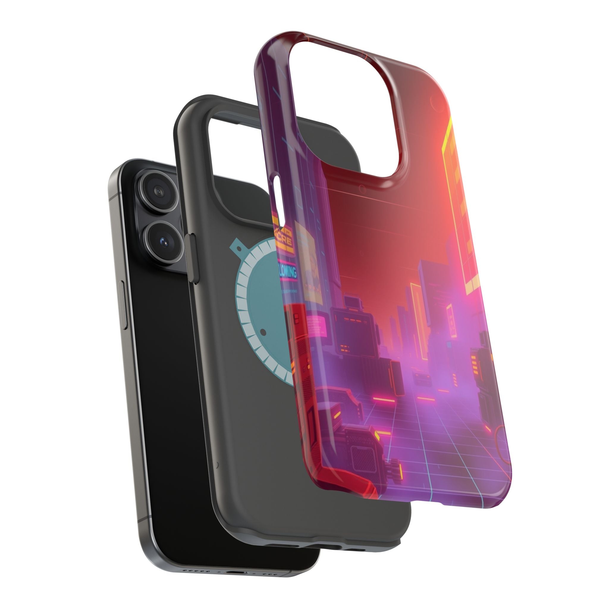 iPhone Dreamy 80s Grid Synthwave Design Slim Everyday Designer Case · iPhone Cas