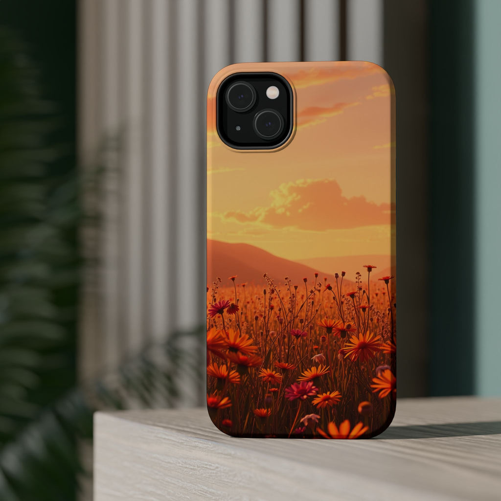 iPhone Sunset Amber And Peach Wildflower Field Soft iPhone Finish · iPhone Case