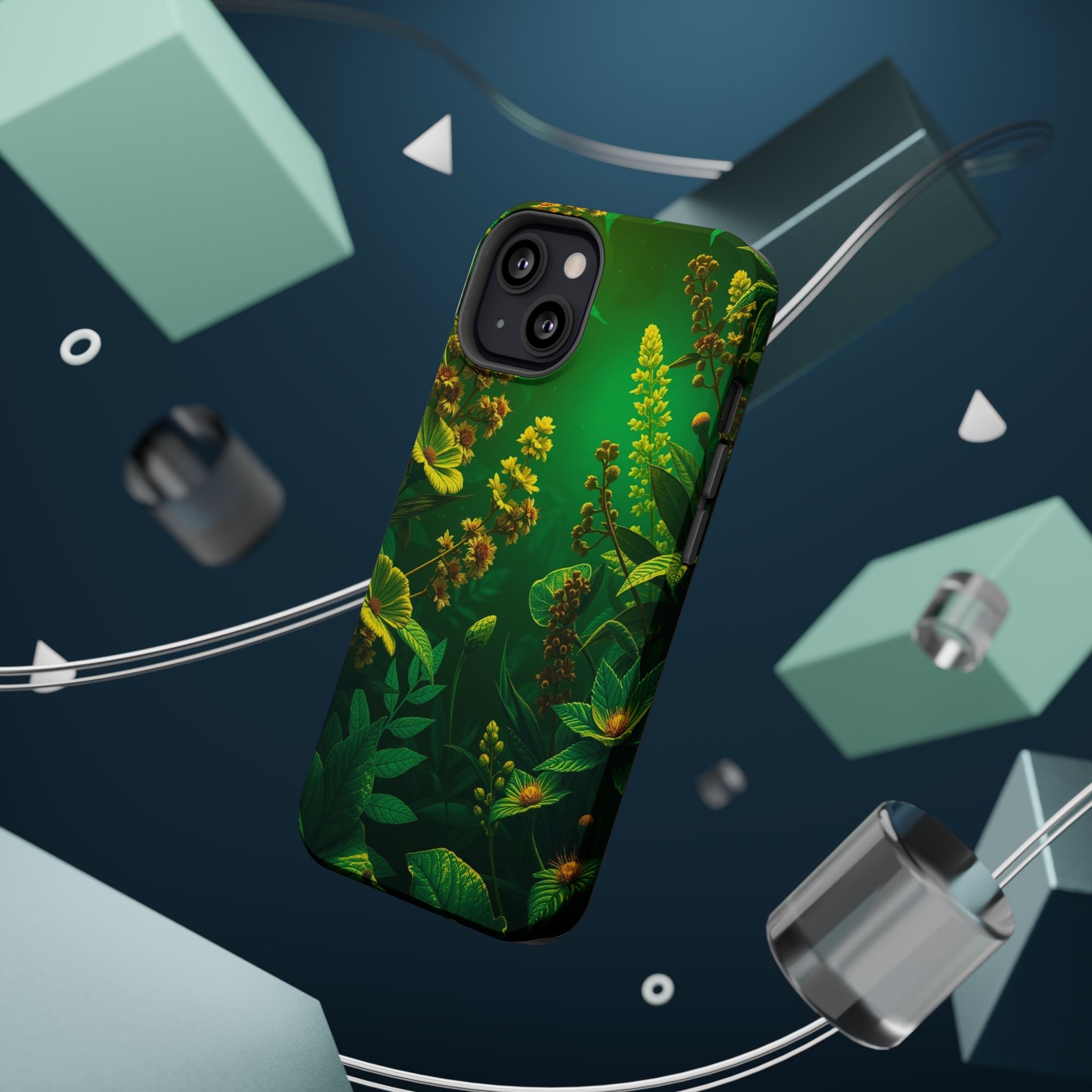 iPhone Emerald Green And Gold Vintage Botanicals Print Slim Snap Case · iPhone C