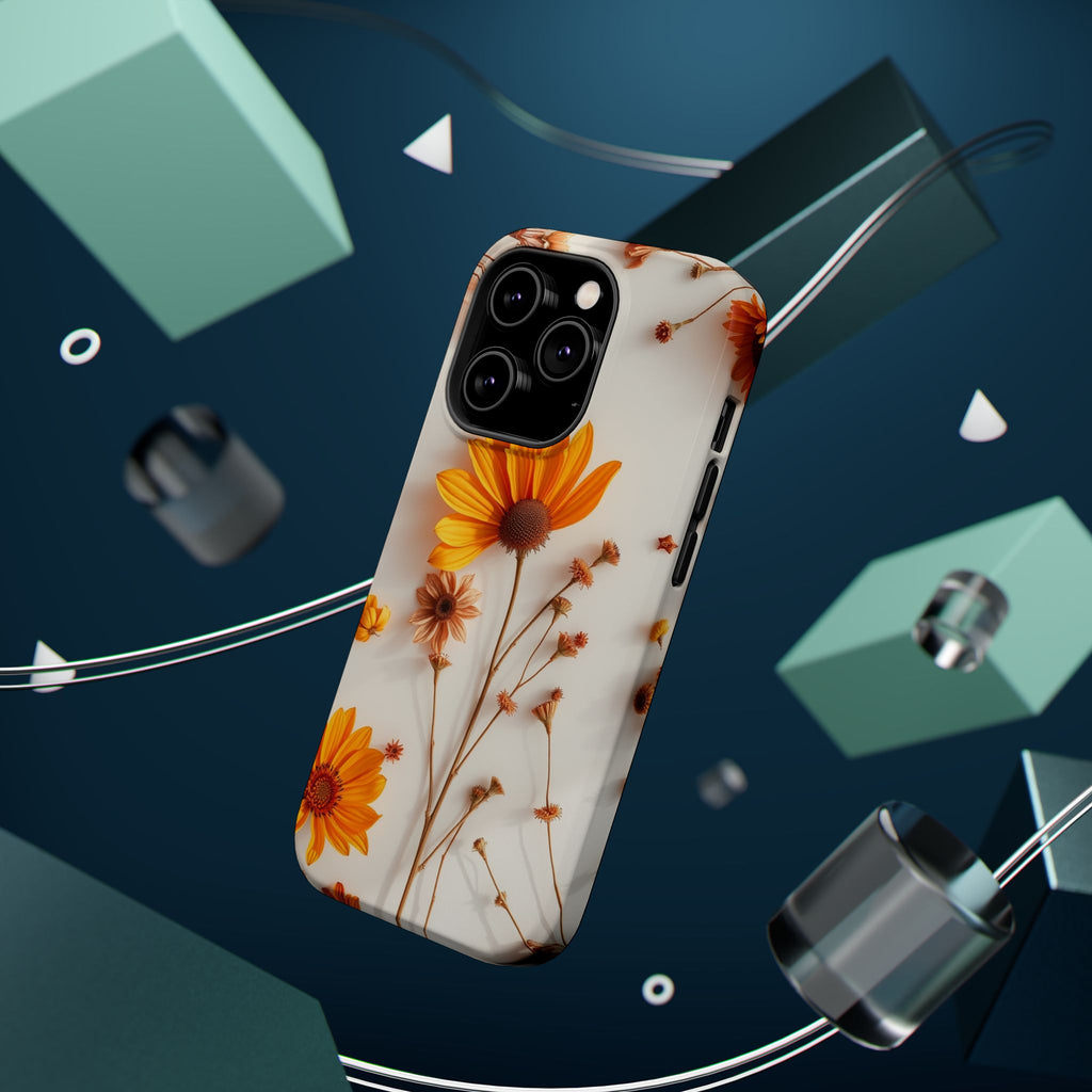 iPhone Mustard And Rust Dried Flower Flat Lay Carry Case Slim Snap Case · iPhone