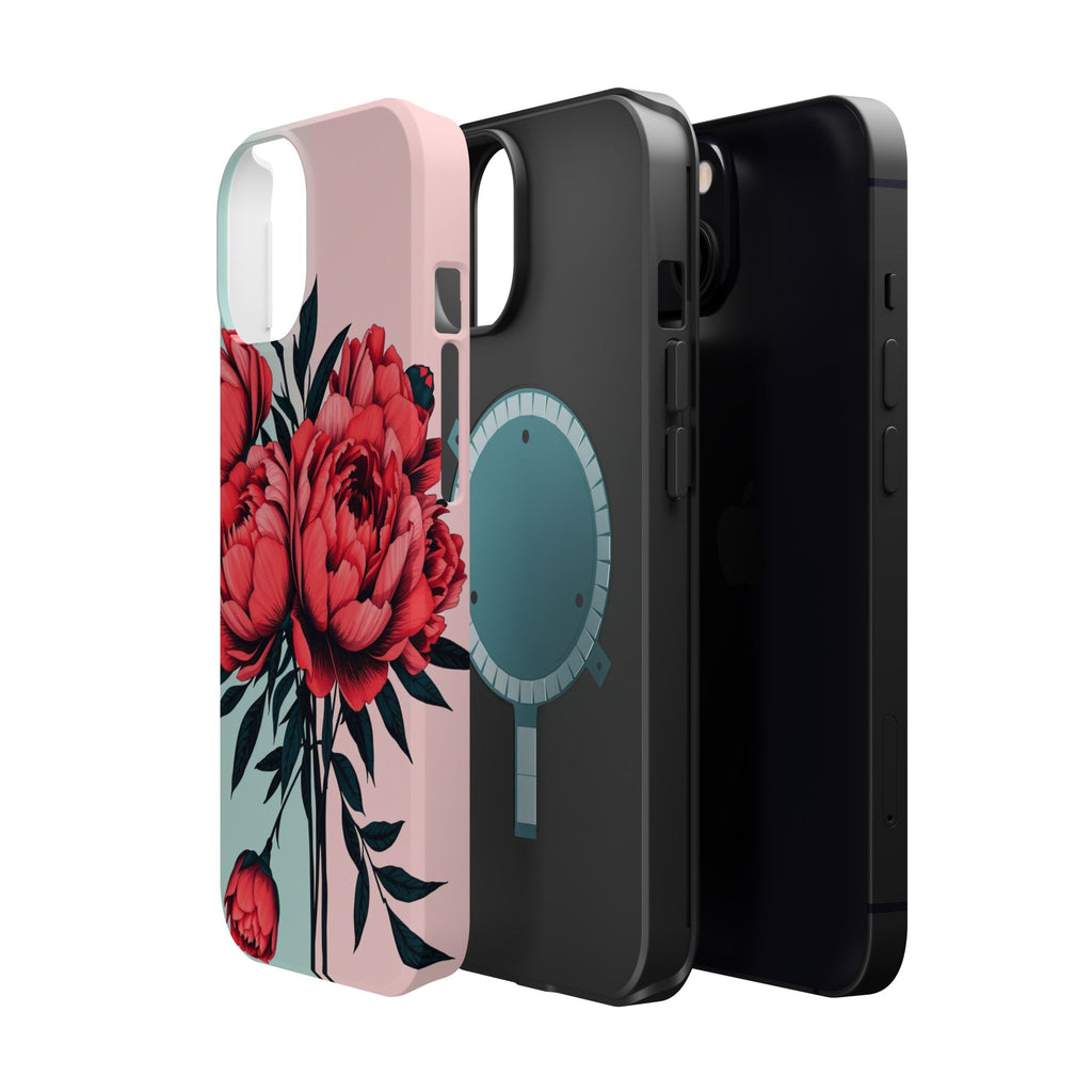 iPhone Teal And Coral Peony Bouquet Artistic Everyday Cas Slim Snap Case · iPhon