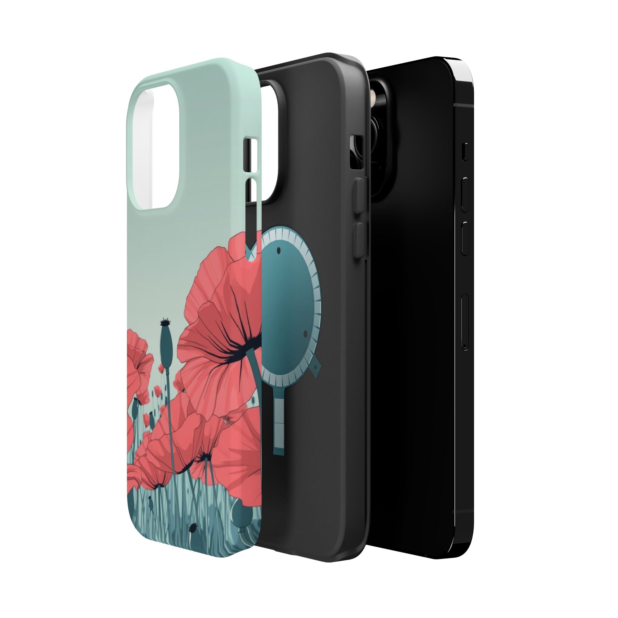 iPhone Mint And Blush Poppy Field Bold Modern Everyday Snap Case · iPhone Case