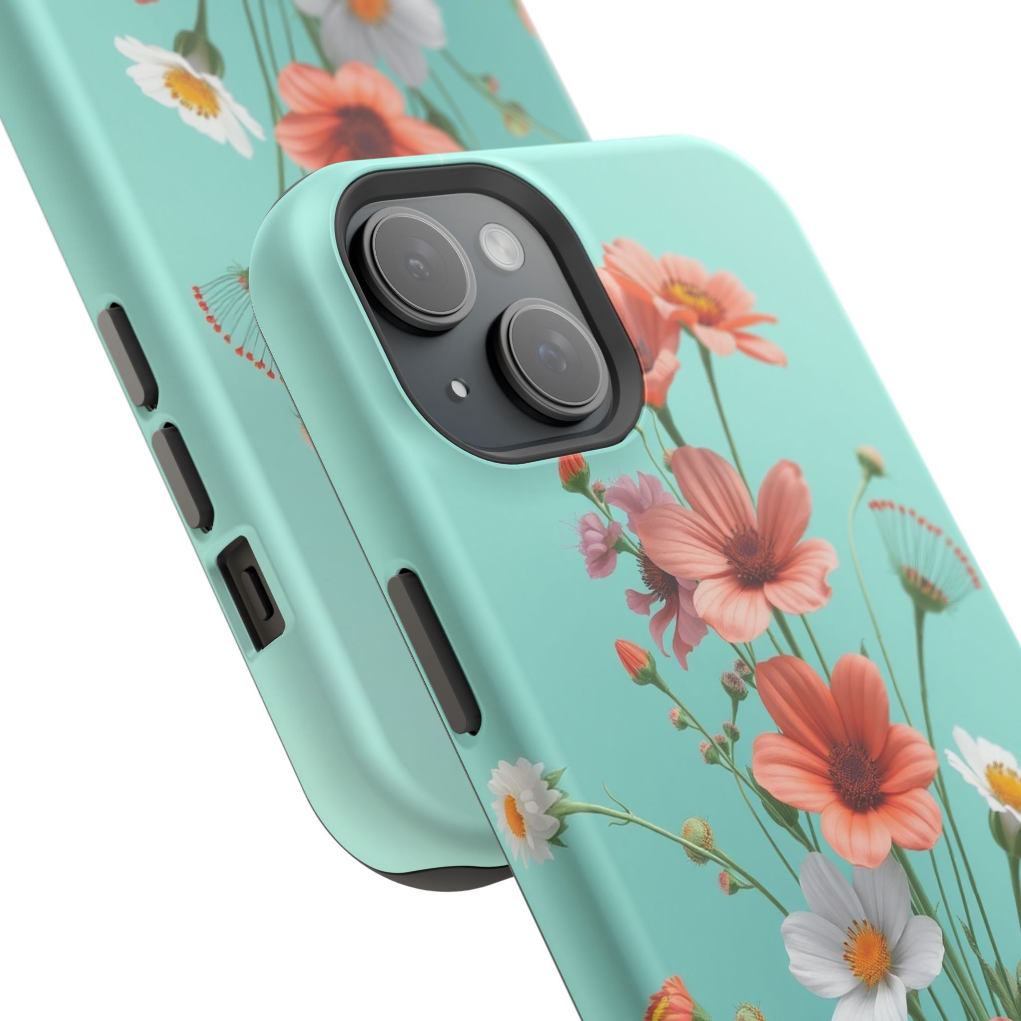 iPhone Teal And Coral Wildflower Bunch Slim Everyday Designer Case · iPhone Case