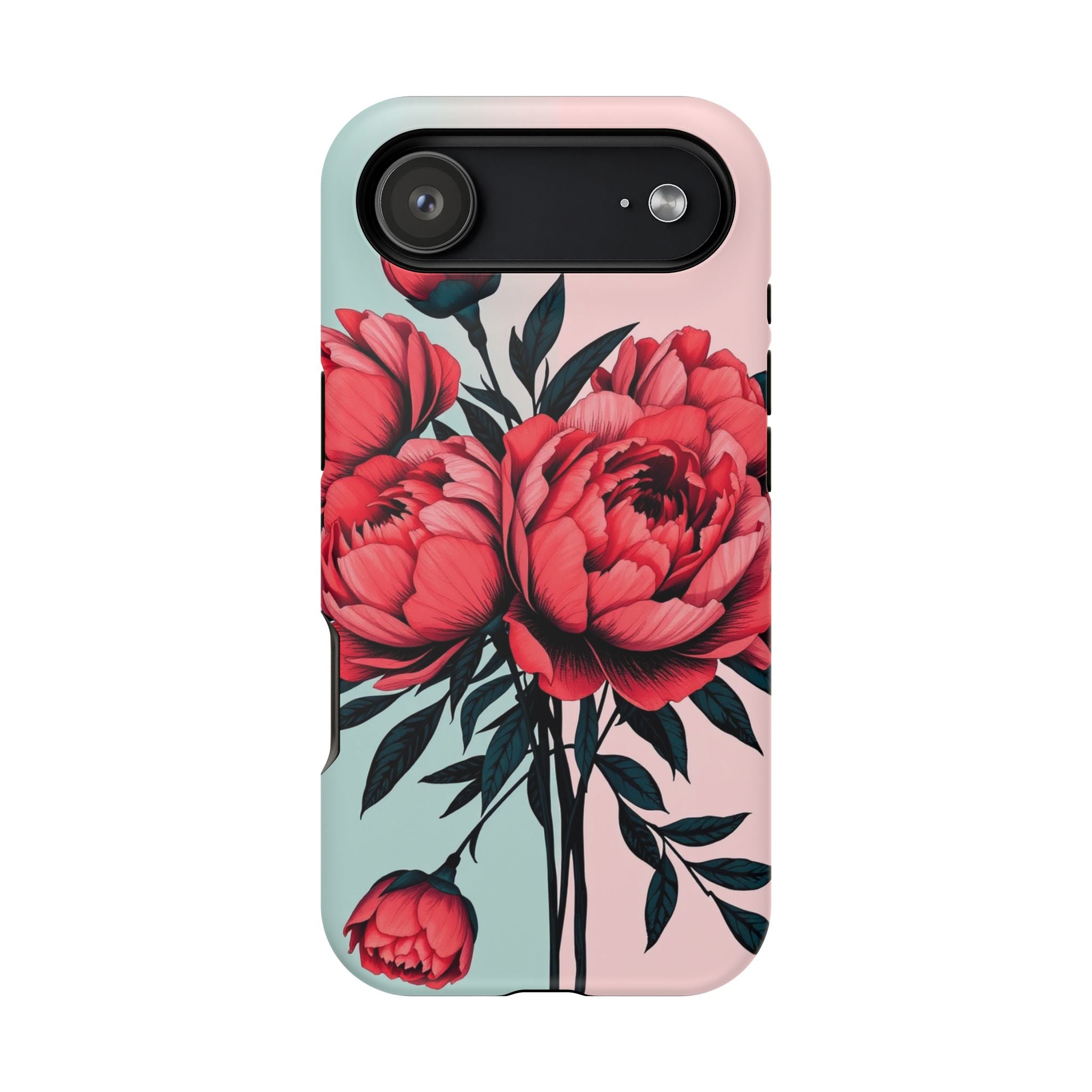 iPhone Teal And Coral Peony Bouquet Artistic Everyday Cas Slim Snap Case · iPhon